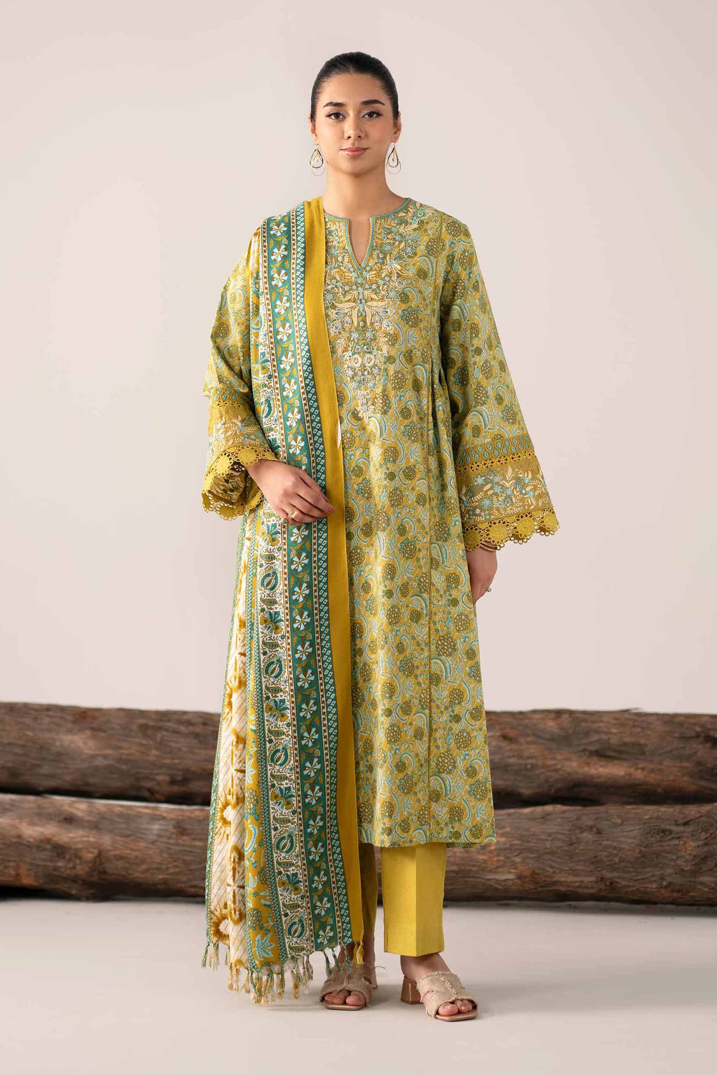 3 Piece - Printed Embroidered Suit - 42503530