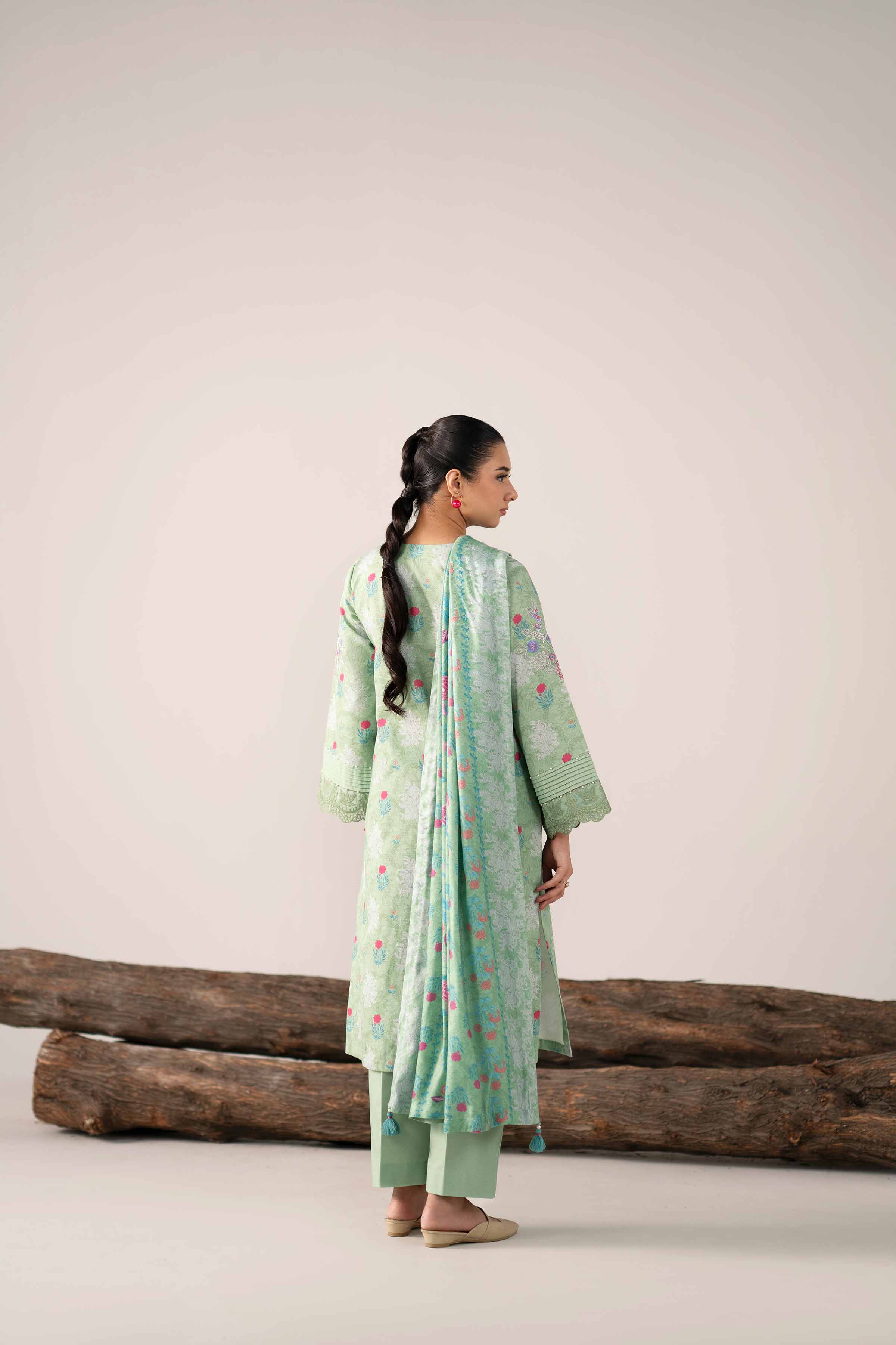 3 Piece - Printed Embroidered Suit - 42503531