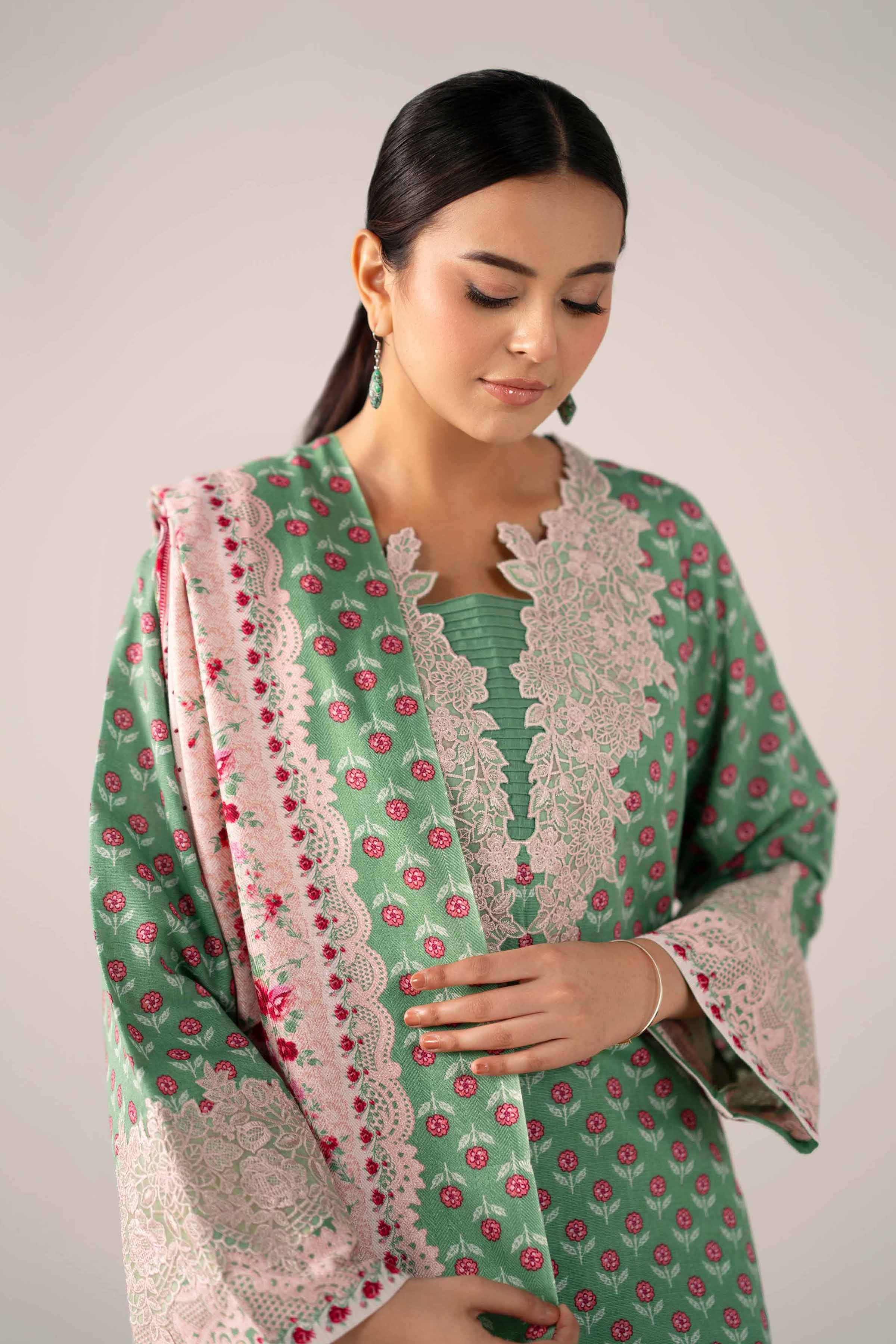 3 Piece - Printed Embroidered Suit - 42503533
