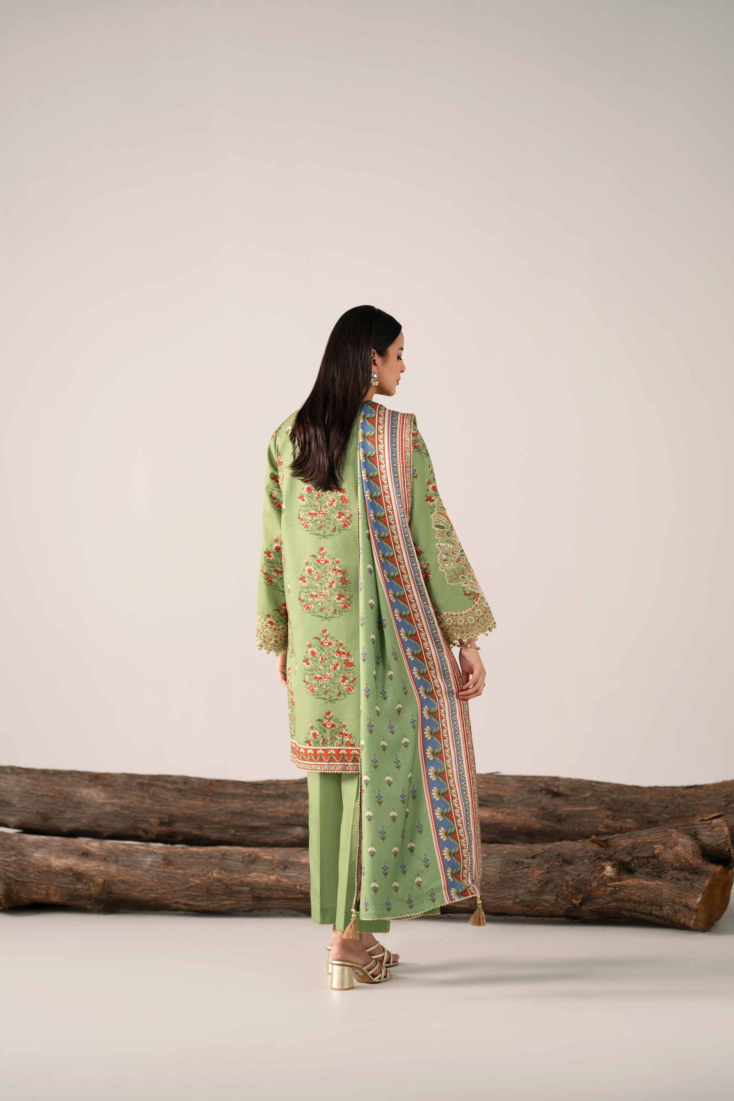 3 Piece - Printed Embroidered Suit - 42503536