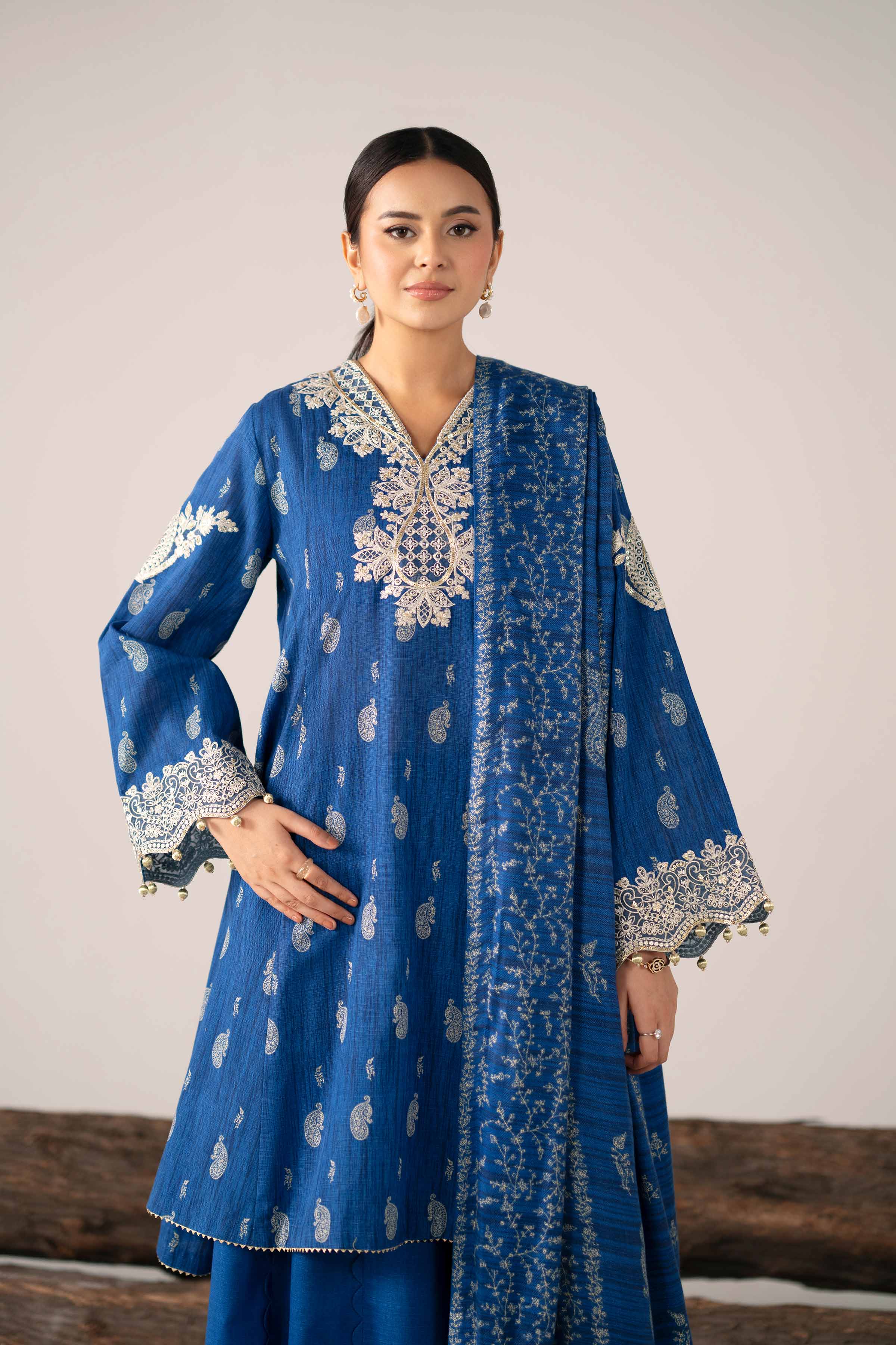 3 Piece - Printed Embroidered Suit - 42503537