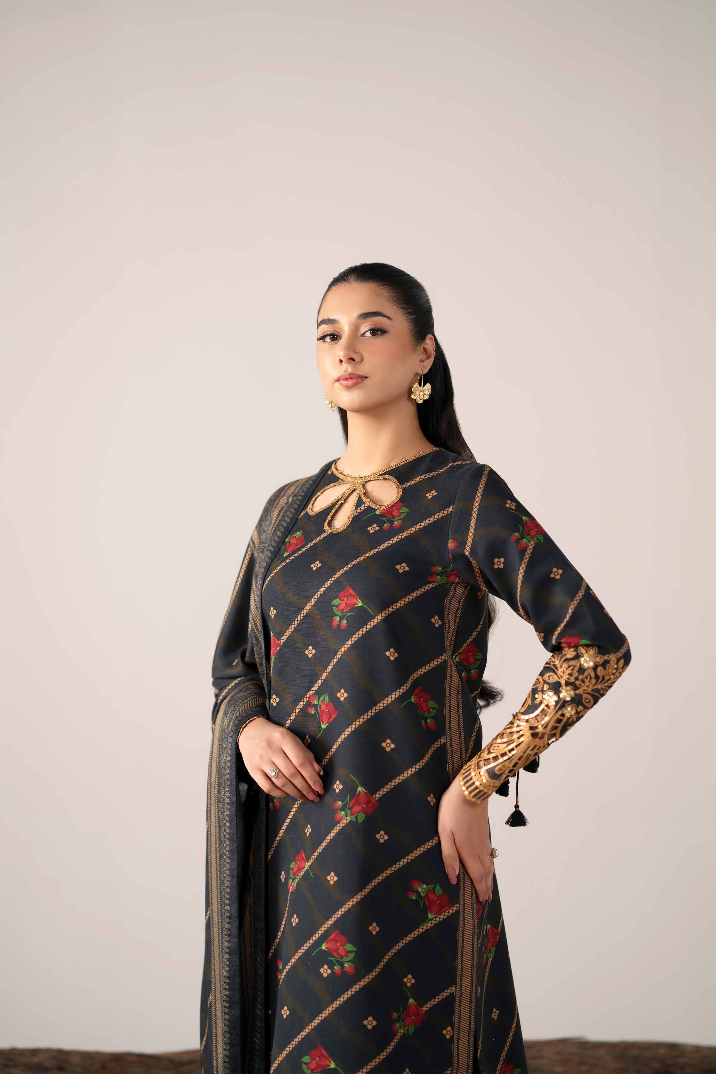 3 Piece - Printed Embroidered Suit - 42503539