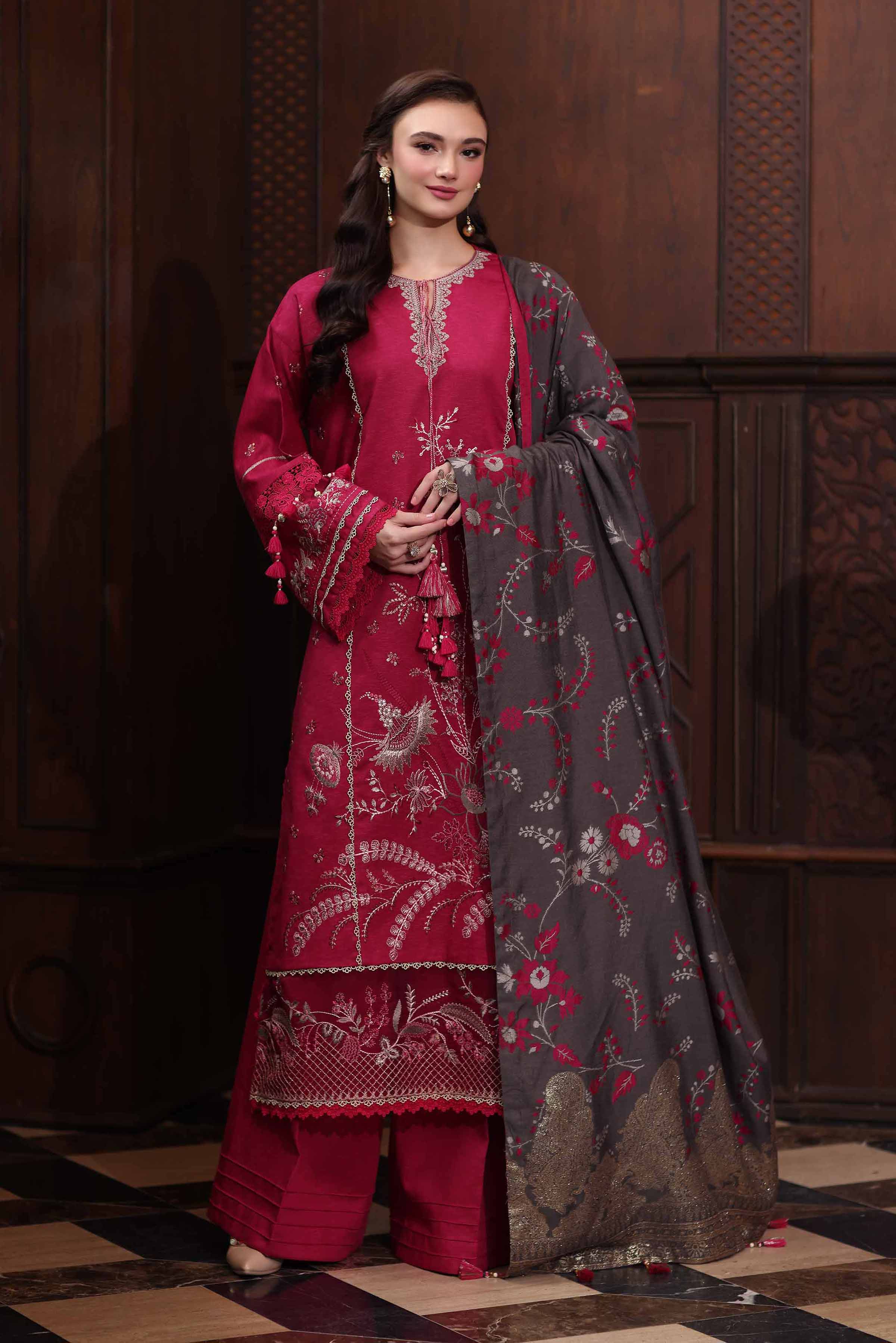 3 Piece - Printed Embroidered Suit - 42503566