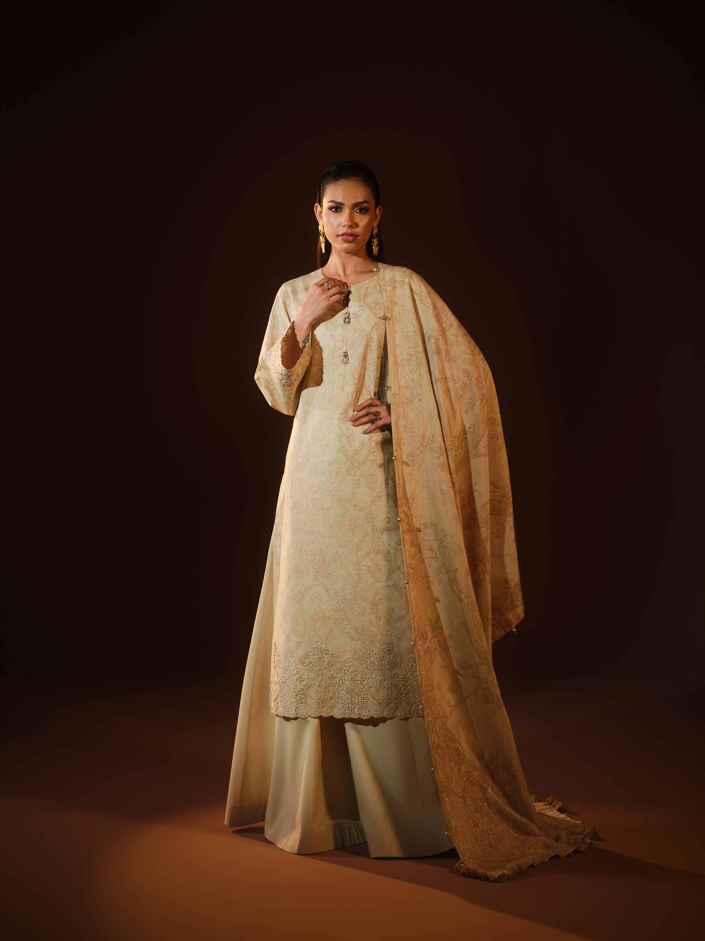 3 Piece - Digital Printed Embroidered Suit - 42503603