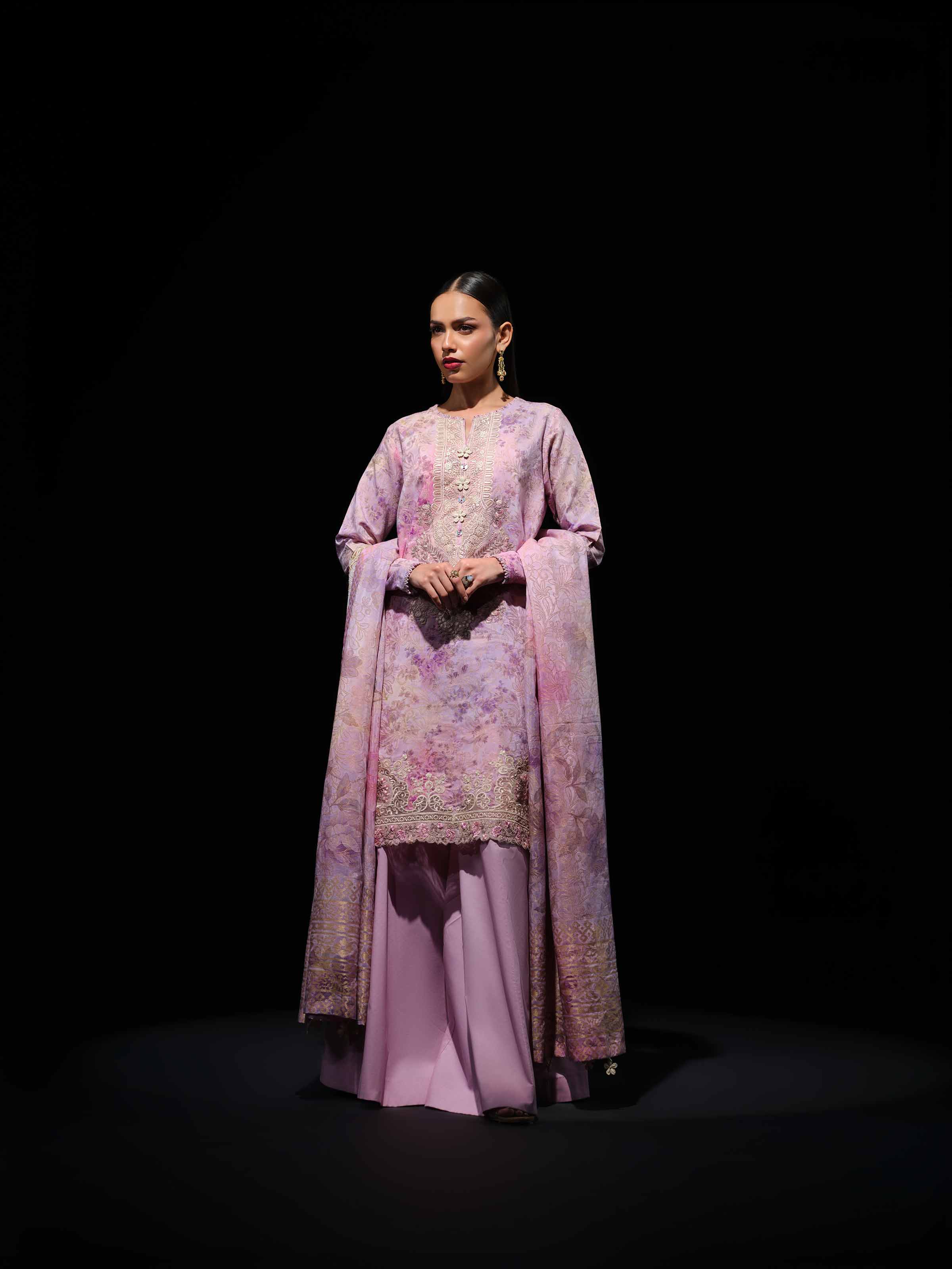 3 Piece - Digital Printed Embroidered Suit - 42503605