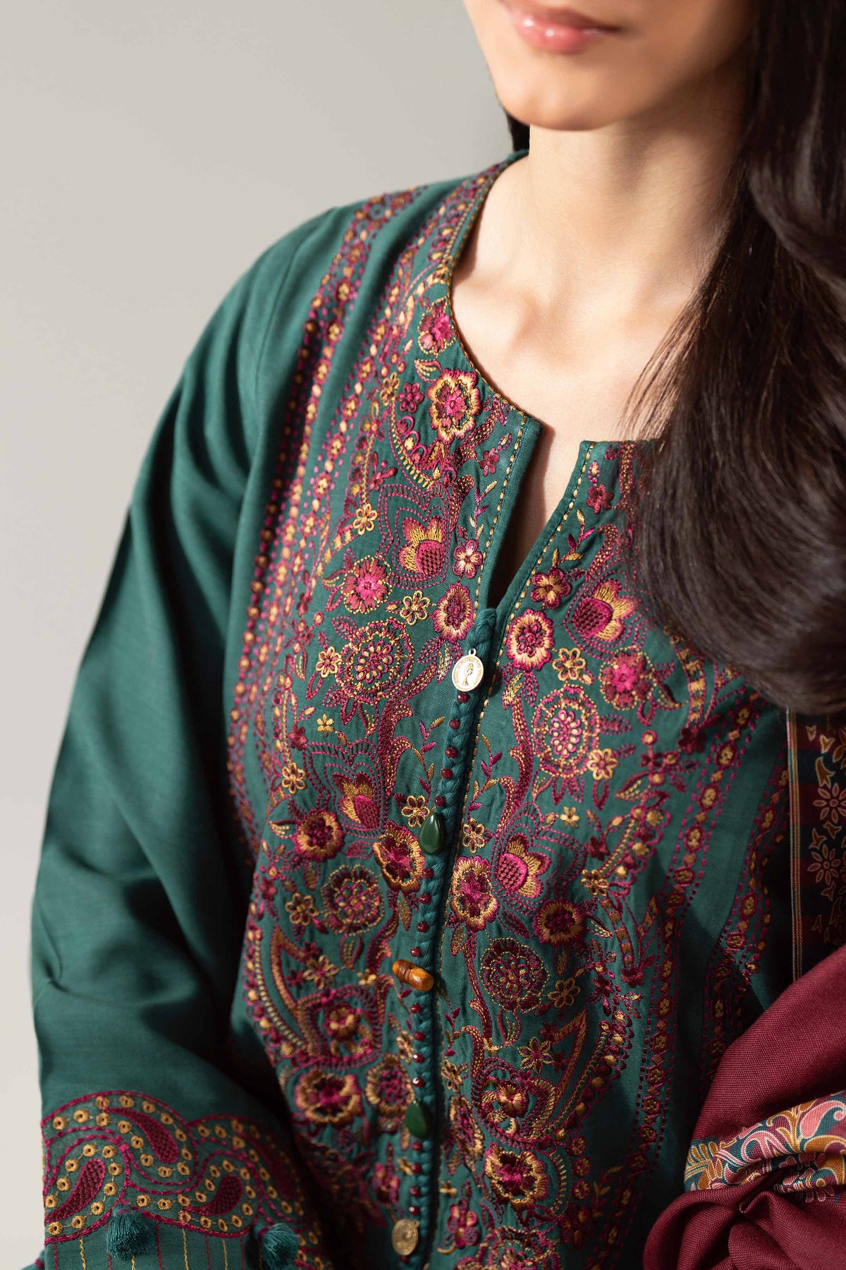 3 Piece - Digital Printed Embroidered Suit - 42503682