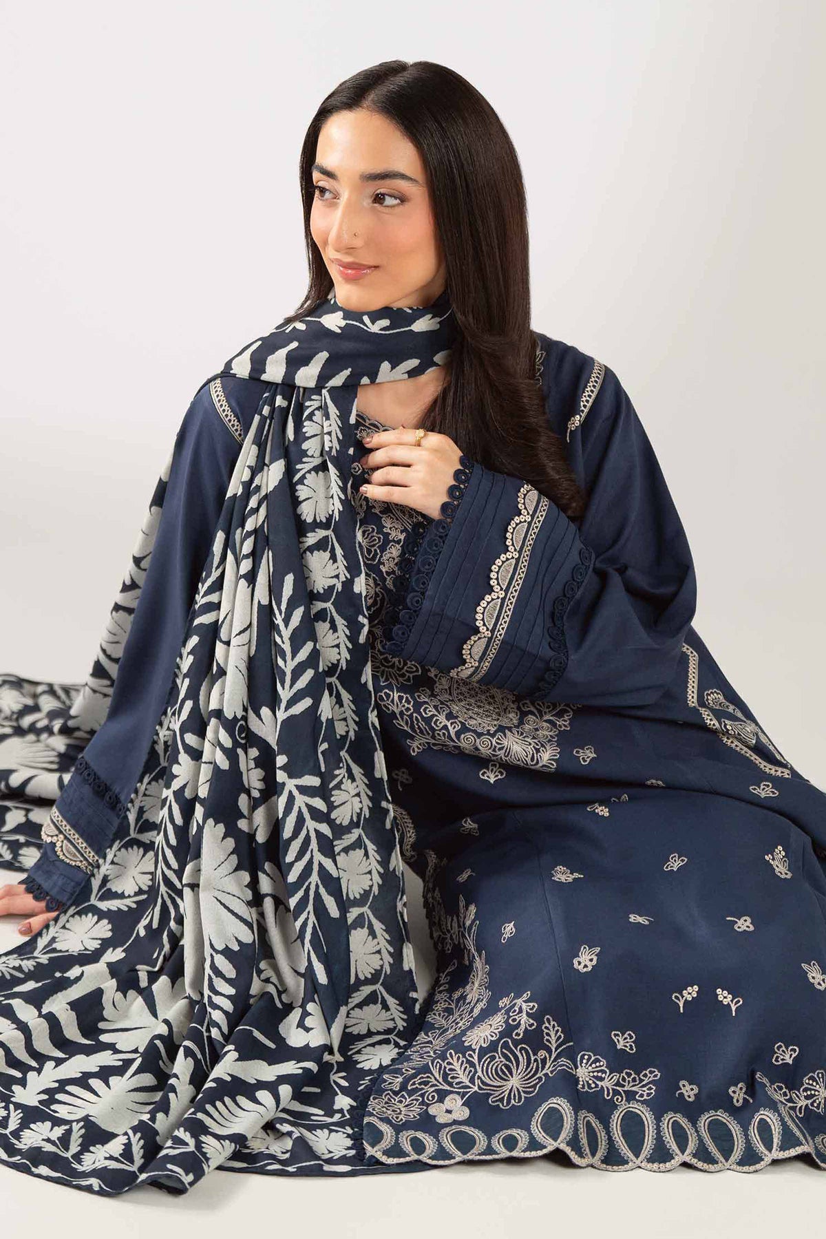 3 Piece - Digital Printed Embroidered Suit - 42503686