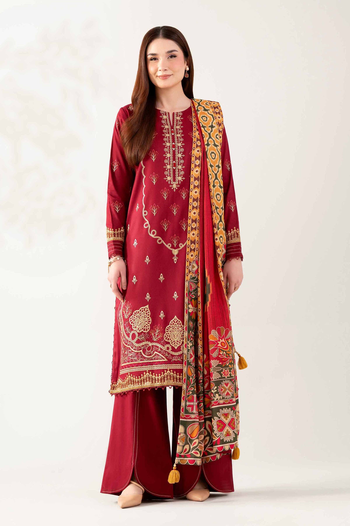 3 Piece - Digital Printed Embroidered Suit - 42503687