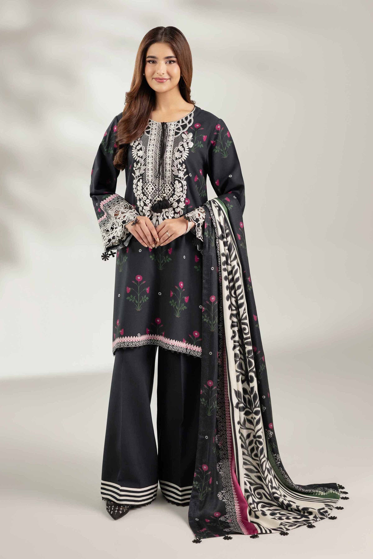3 Piece - Printed Embroidered Suit - 42503691