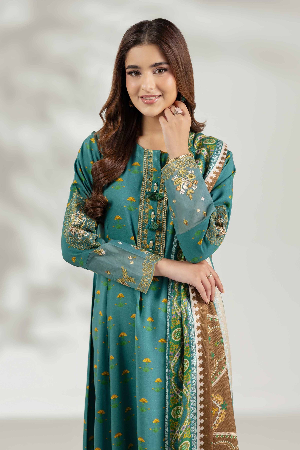3 Piece - Printed Embroidered Suit - 42503692