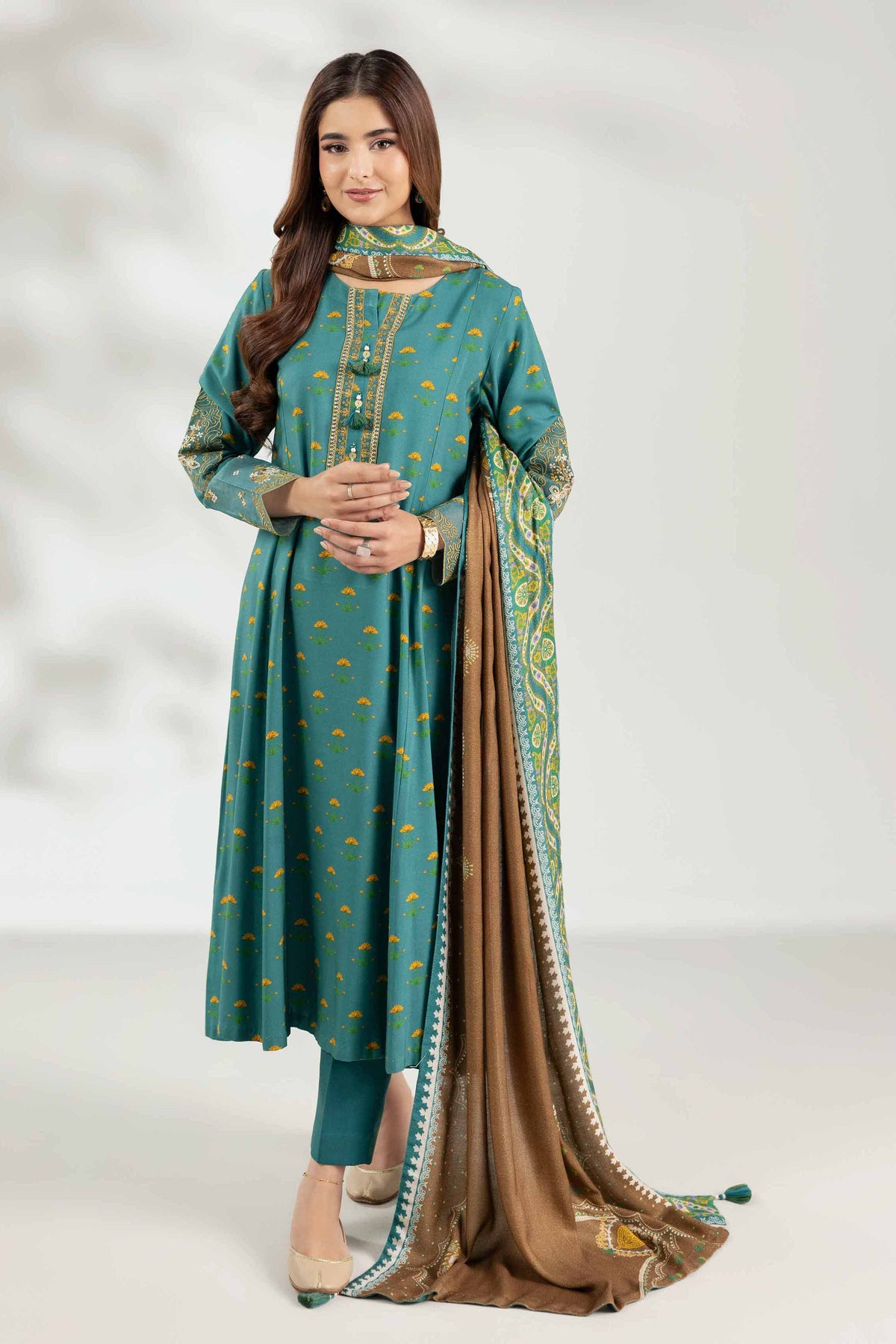 3 Piece - Printed Embroidered Suit - 42503692