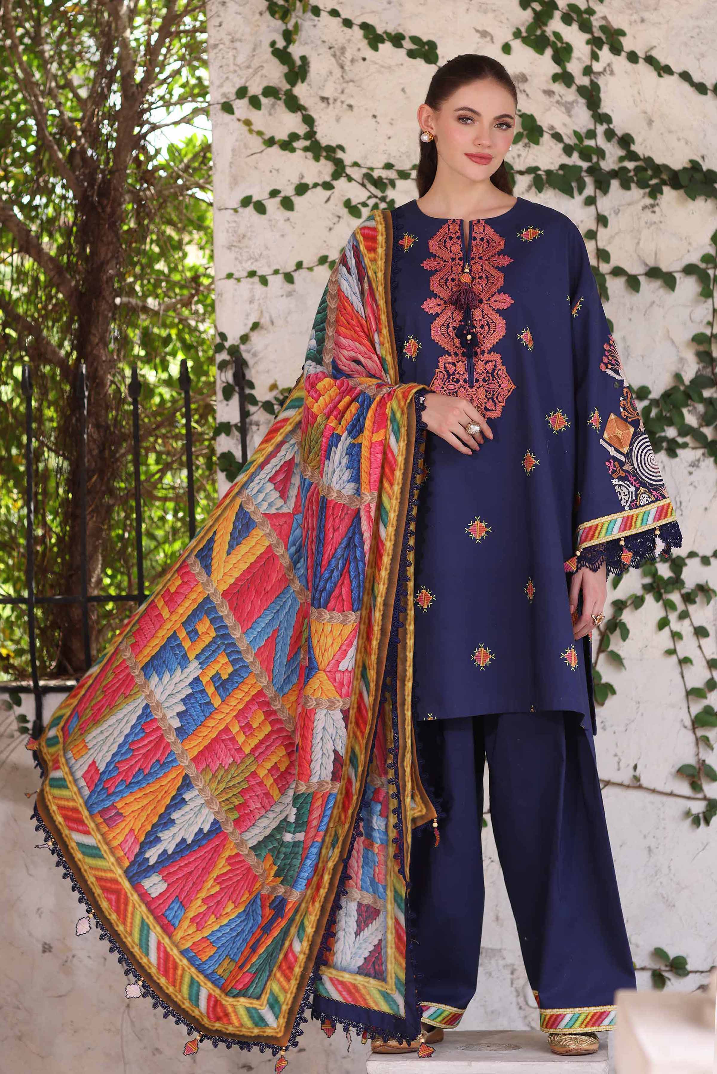3 Piece - Digital Printed Embroidered Suit - 42503721
