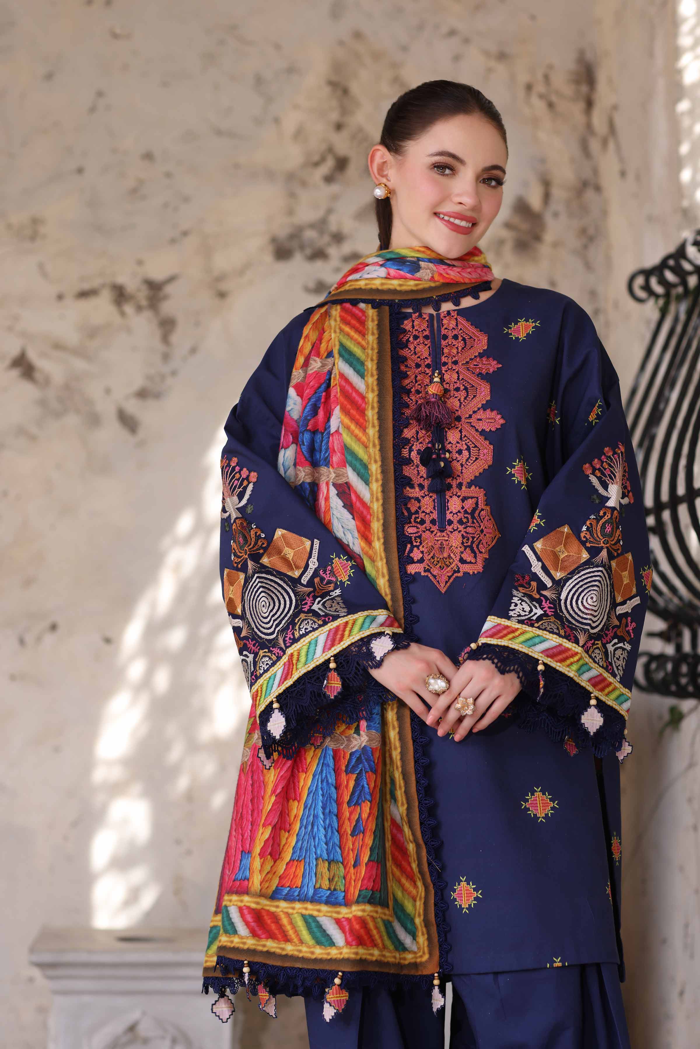 3 Piece - Digital Printed Embroidered Suit - 42503721