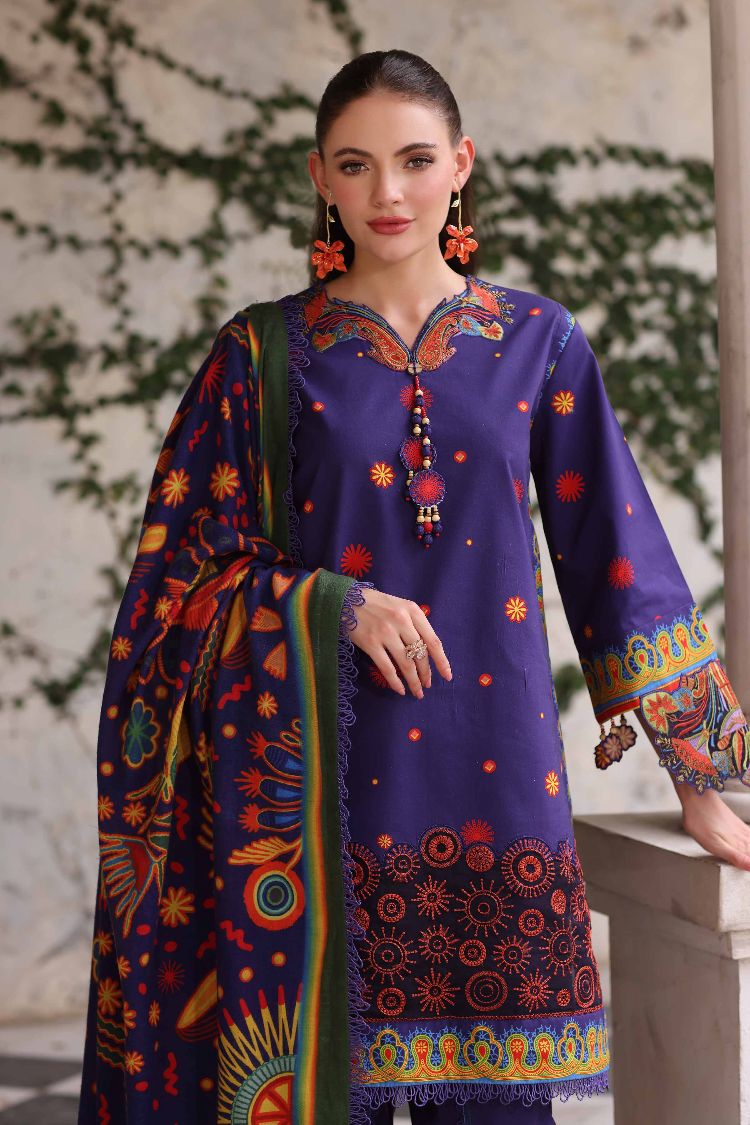 3 Piece - Digital Printed Embroidered Suit - 42503723