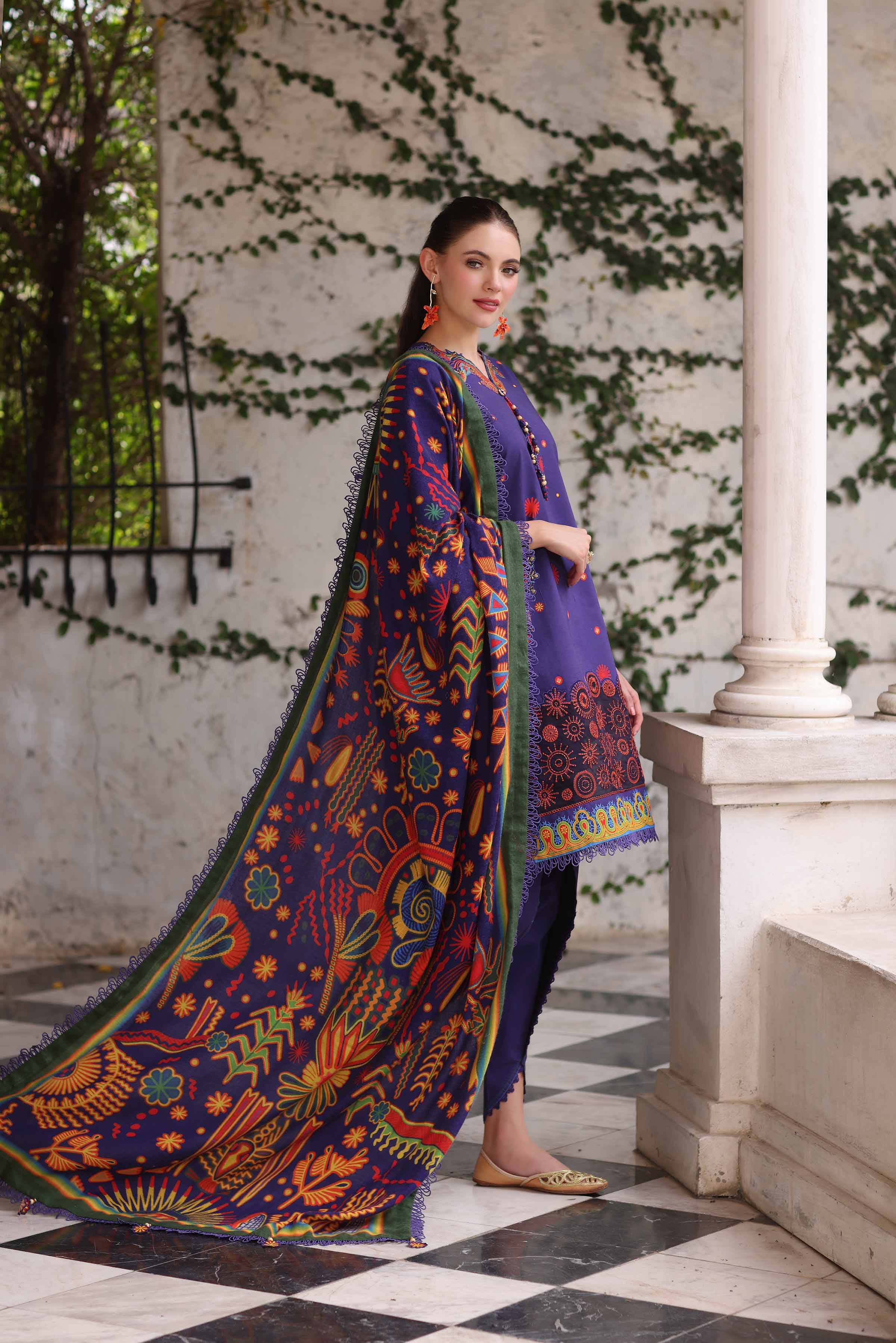 3 Piece - Digital Printed Embroidered Suit - 42503723