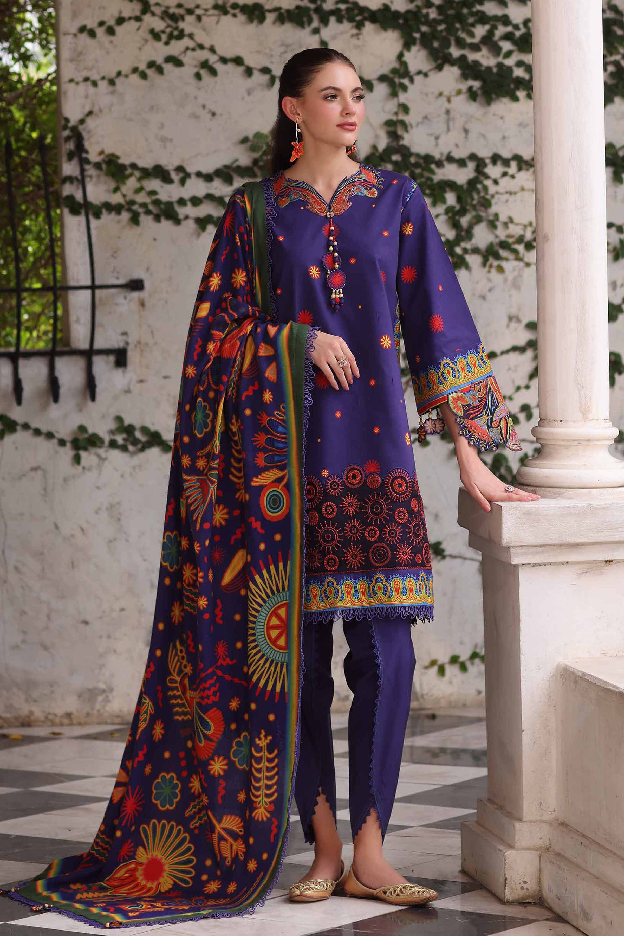 3 Piece - Digital Printed Embroidered Suit - 42503723