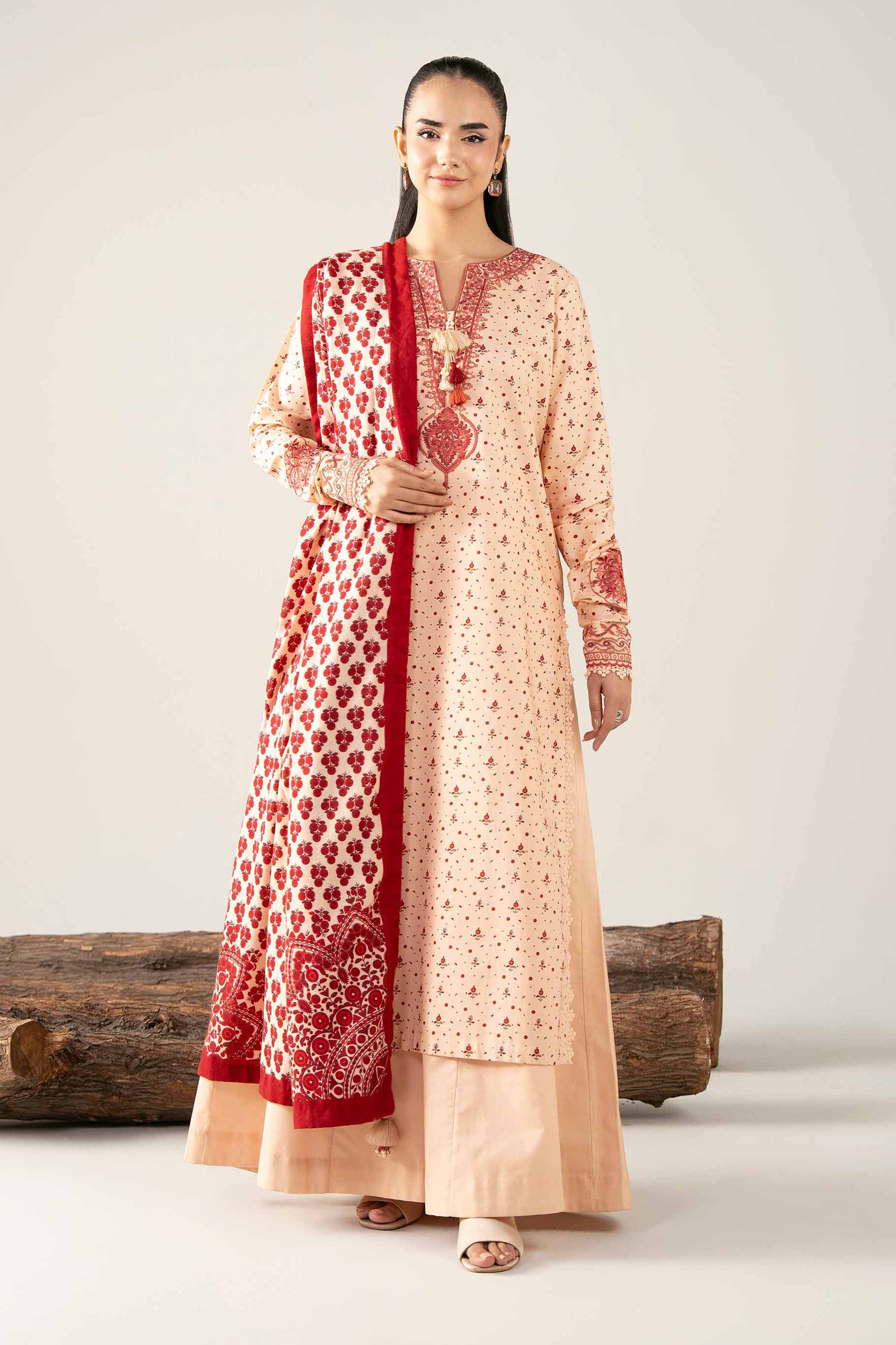 3 Piece - Printed Embroidered Suit - 42503730