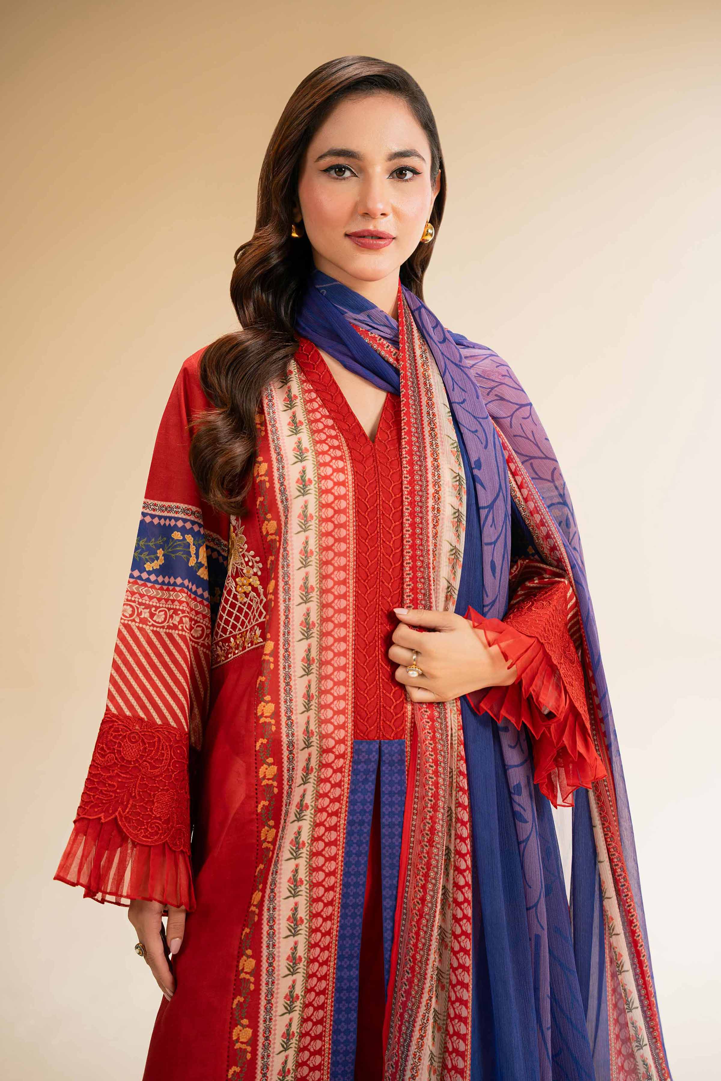 3 Piece - Printed Embroidered Suit - 42519396