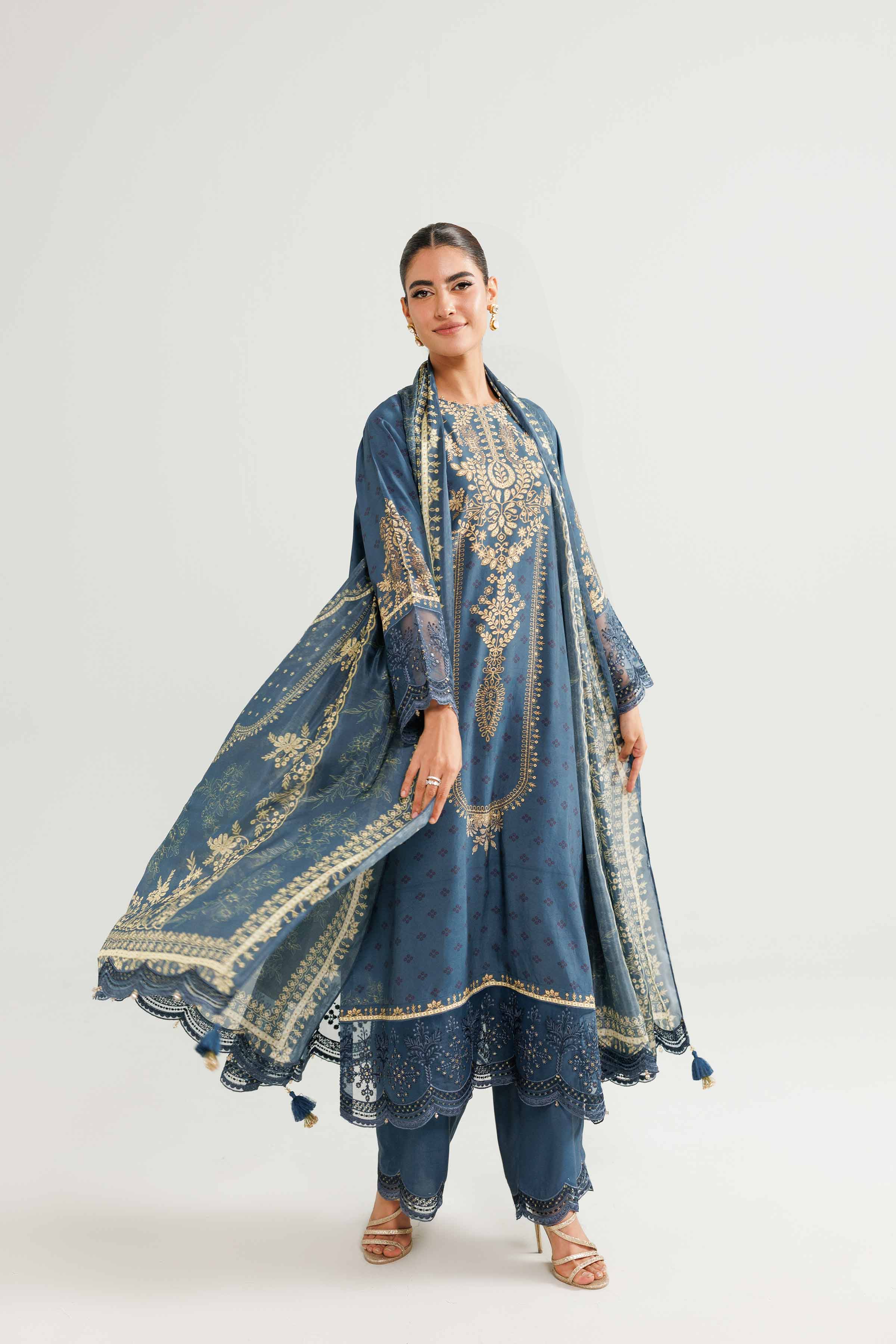 3 Piece - Printed Embroidered Suit - 42519602