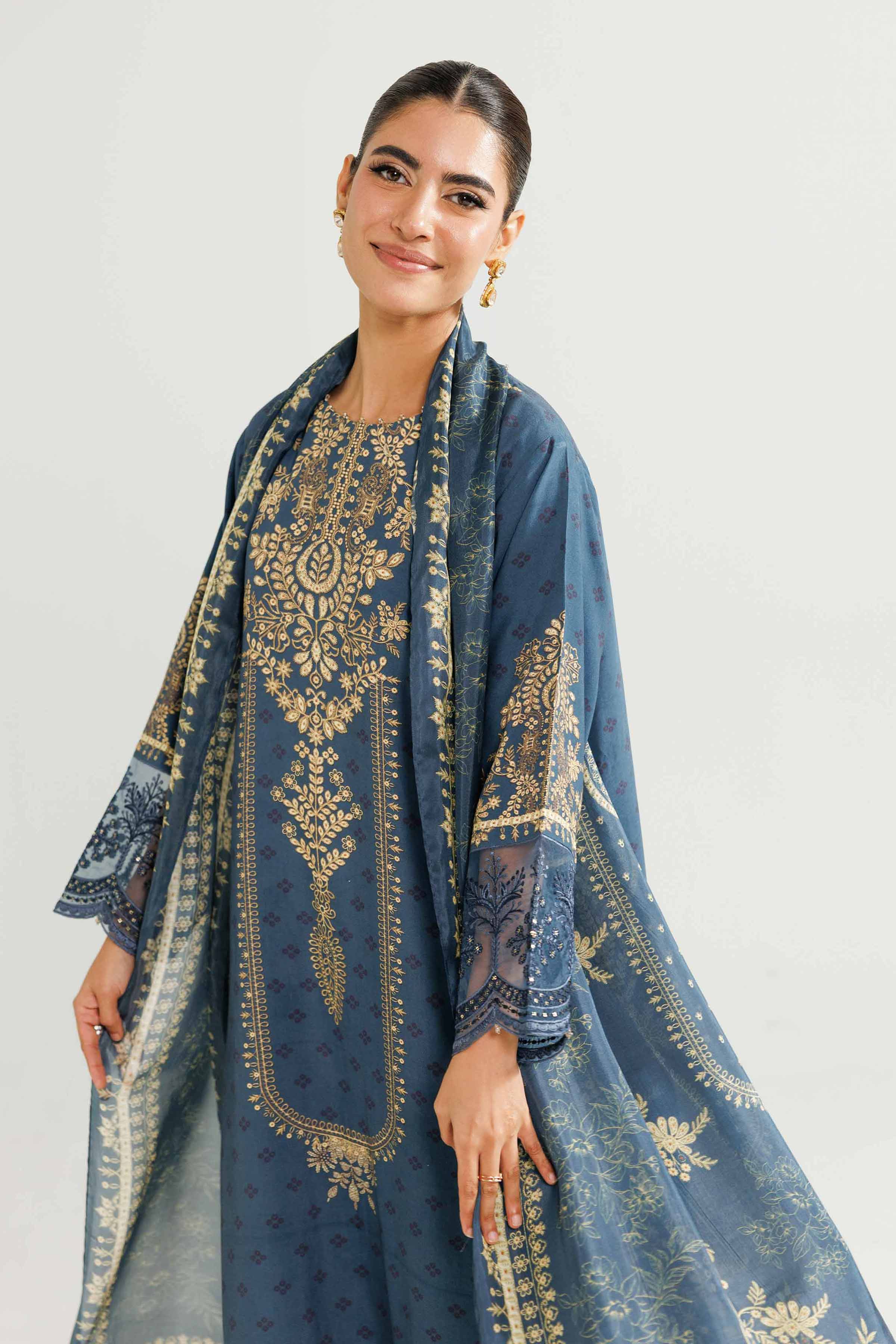 3 Piece - Printed Embroidered Suit - 42519602