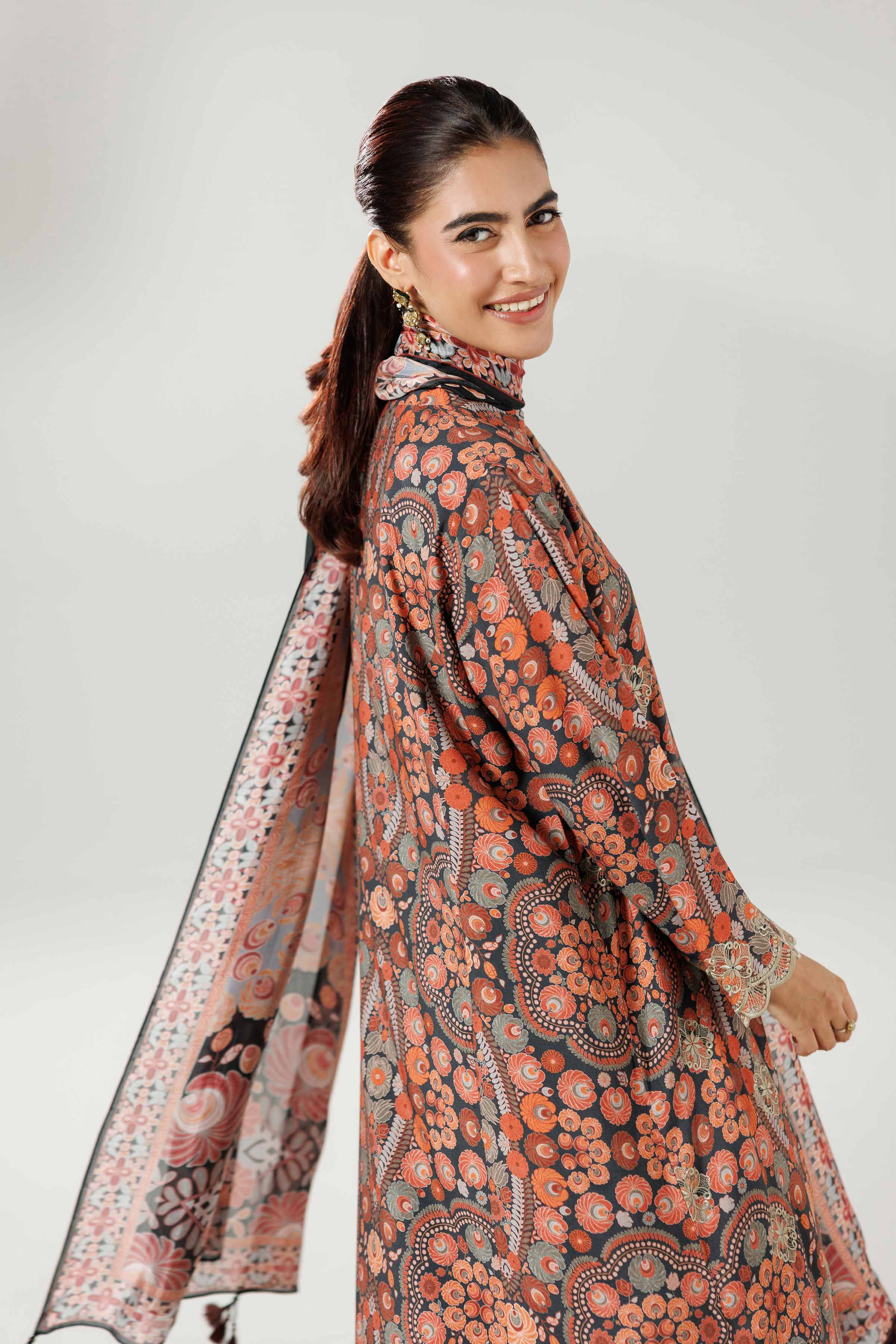 3 Piece - Printed Embroidered Suit - 42519603