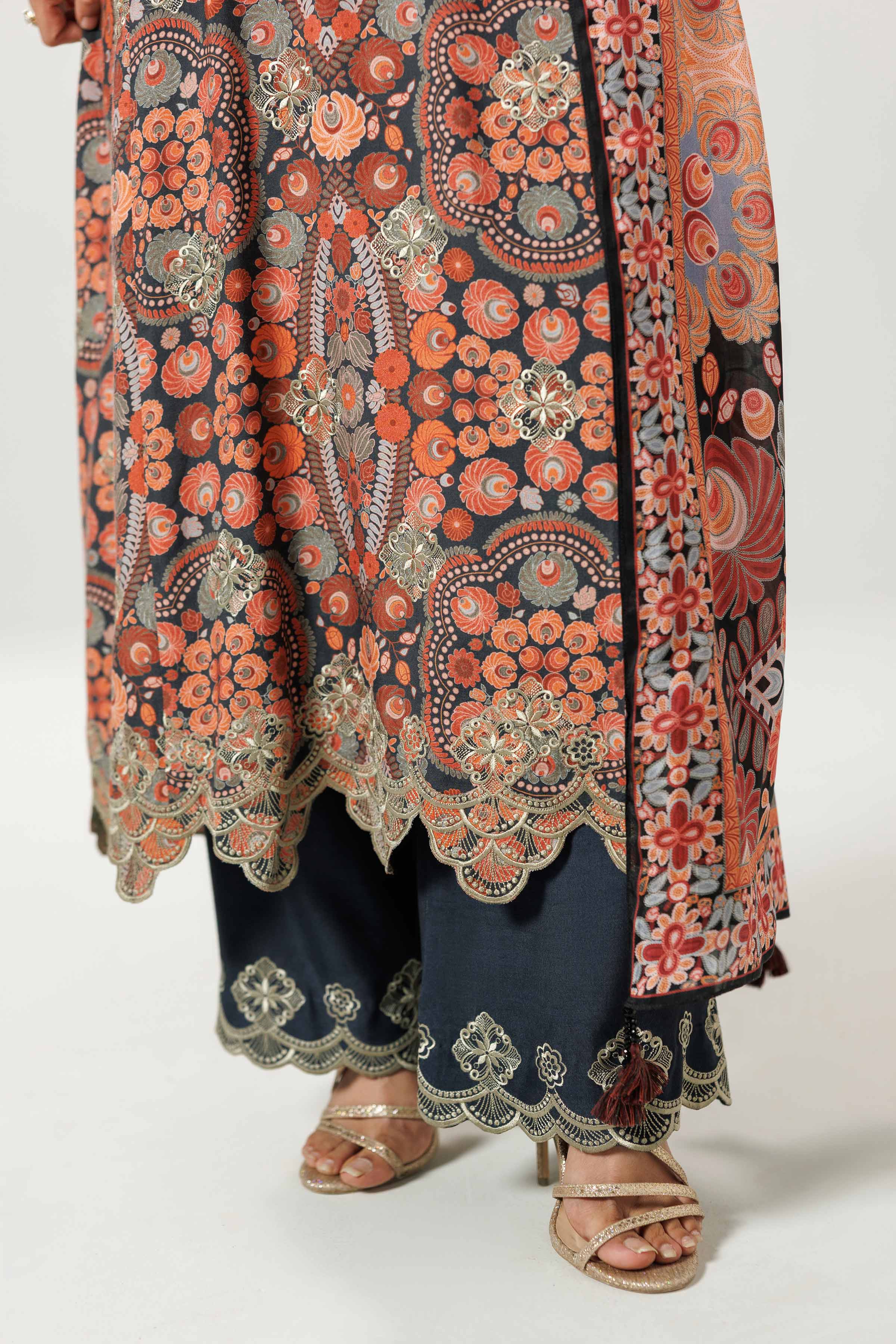 3 Piece - Printed Embroidered Suit - 42519603