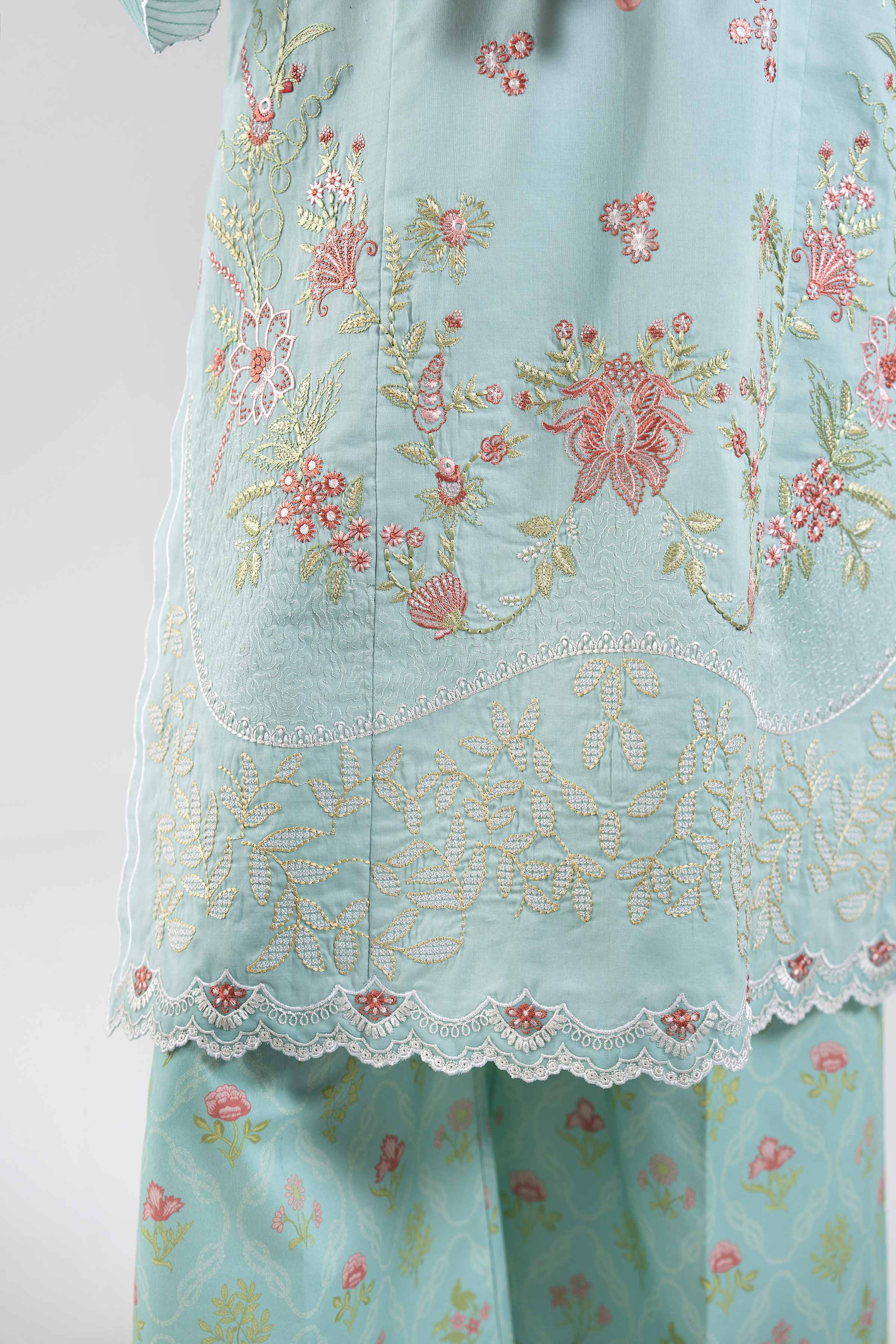 2 Piece - Digital Printed Embroidered Suit - 42601084