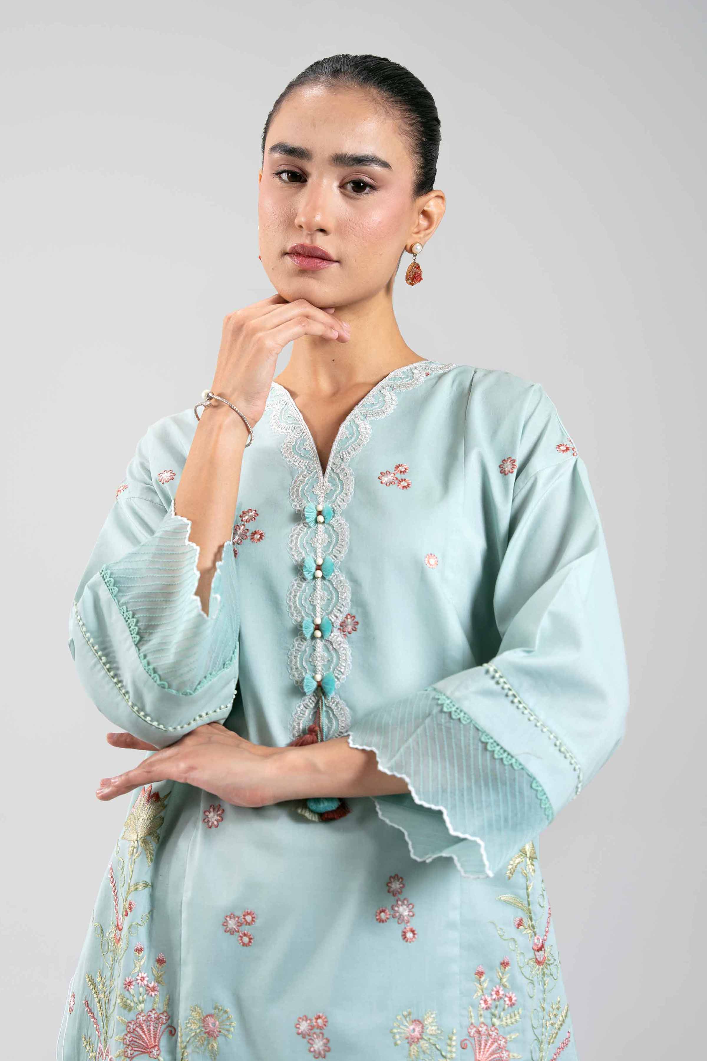 2 Piece - Digital Printed Embroidered Suit - 42601084