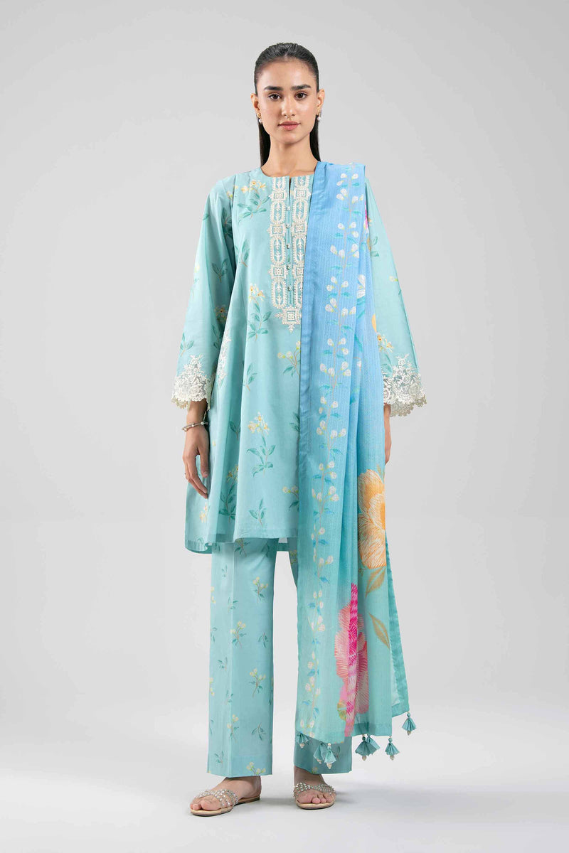 3 Piece - Digital Printed Embroidered Suit - 42601201