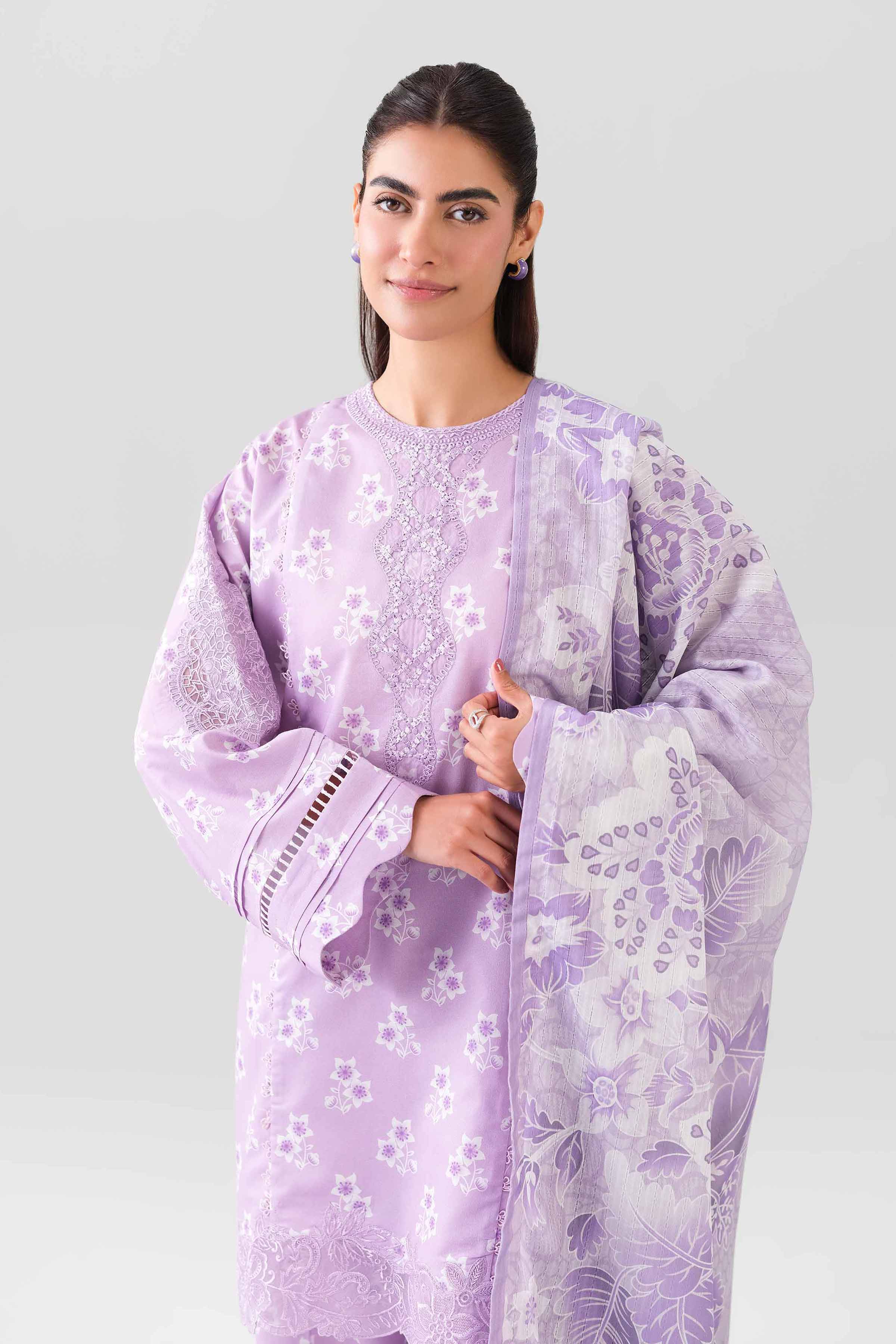 3 Piece - Digital Printed Embroidered Suit - 42601207