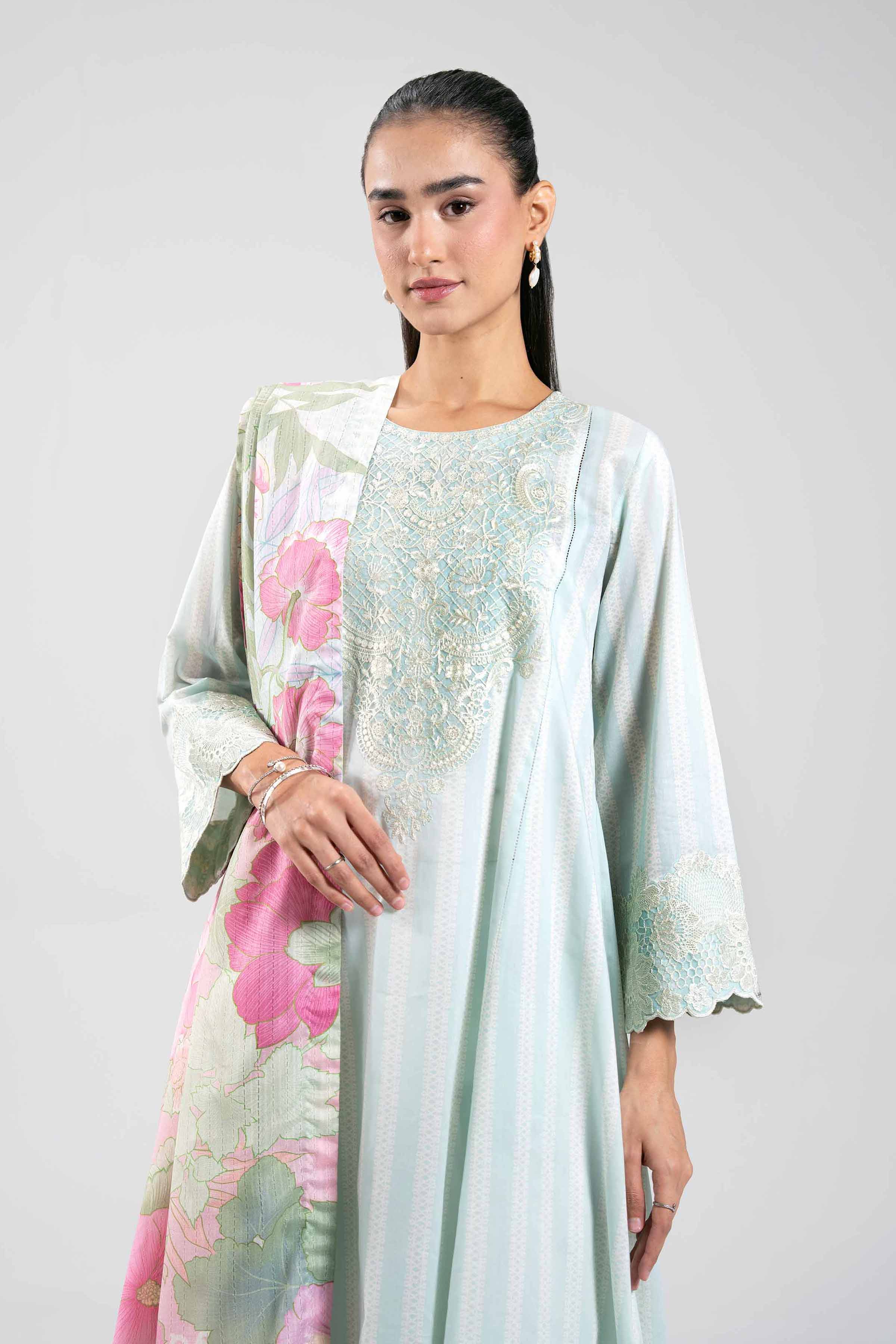 3 Piece - Digital Printed Embroidered Suit - 42601208
