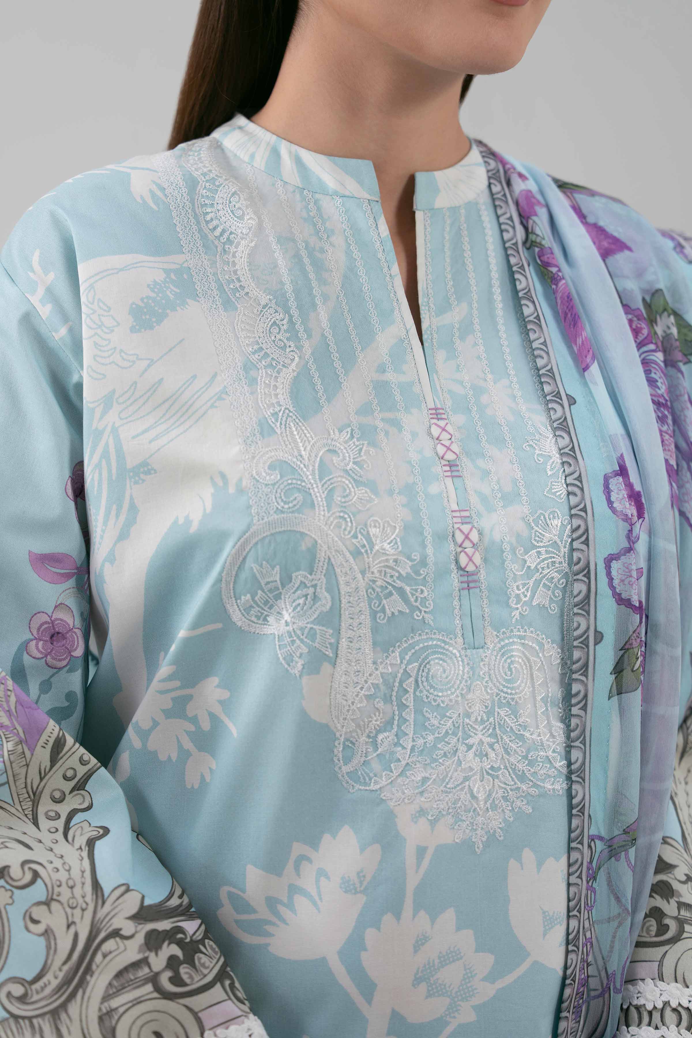 3 Piece - Digital Printed Embroidered Suit - 42601211