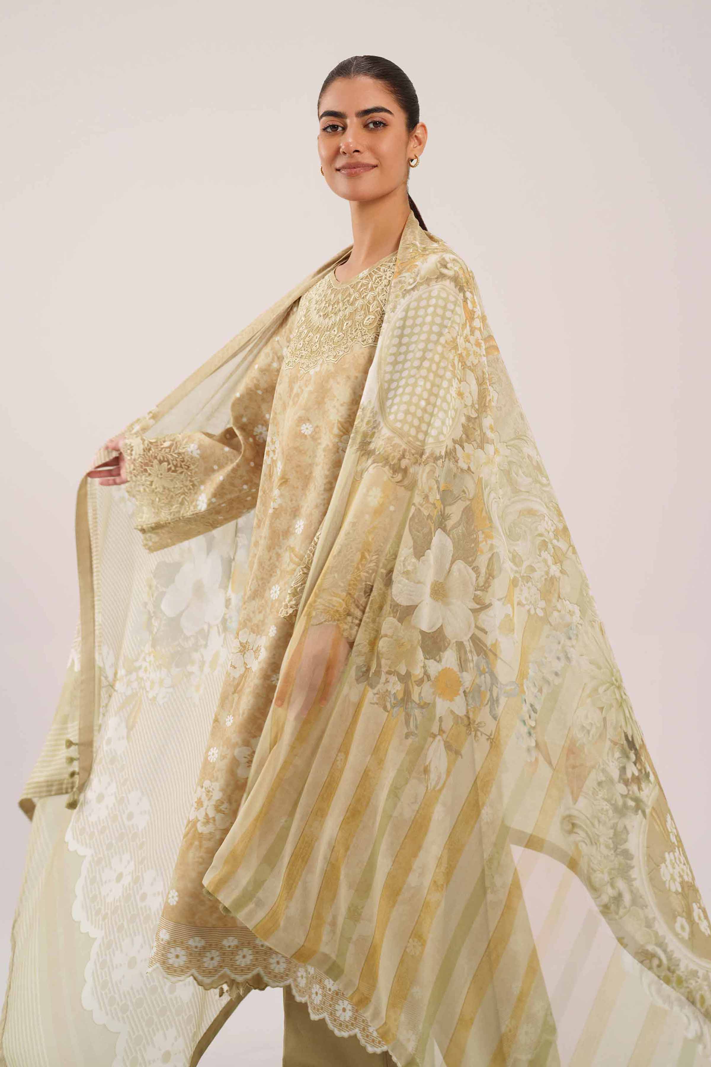 3 Piece - Digital Printed Embroidered Suit - 42601215