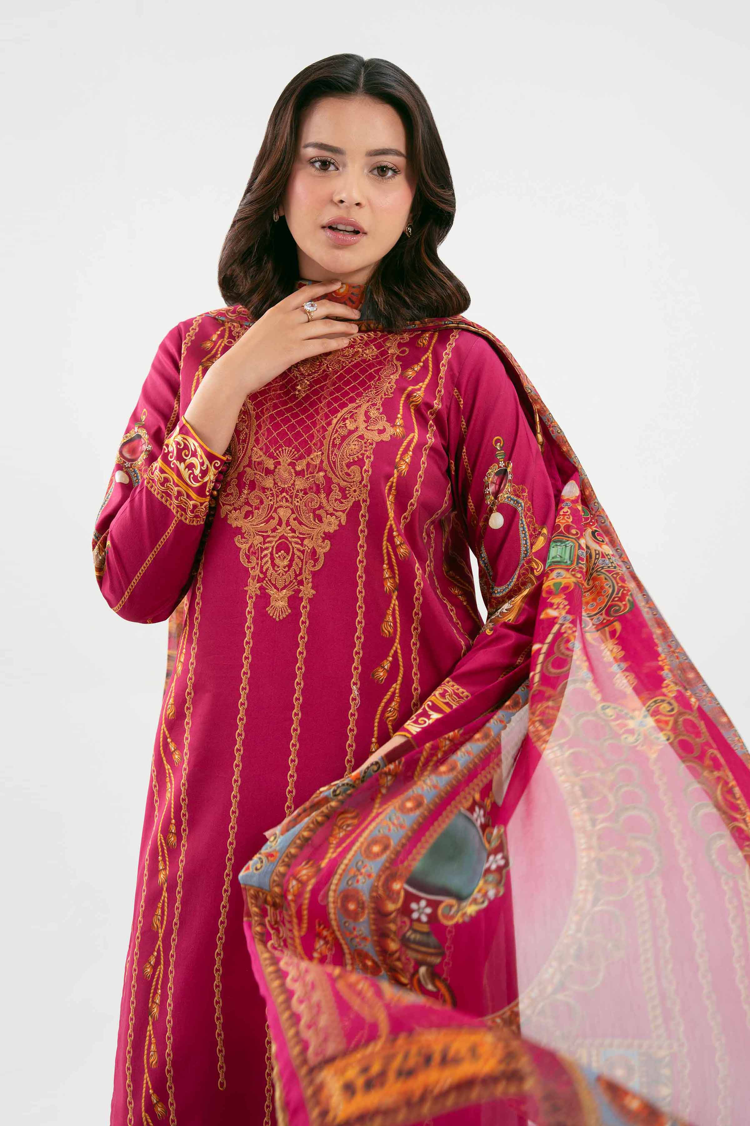 3 Piece - Digital Printed Embroidered Suit - 42601217