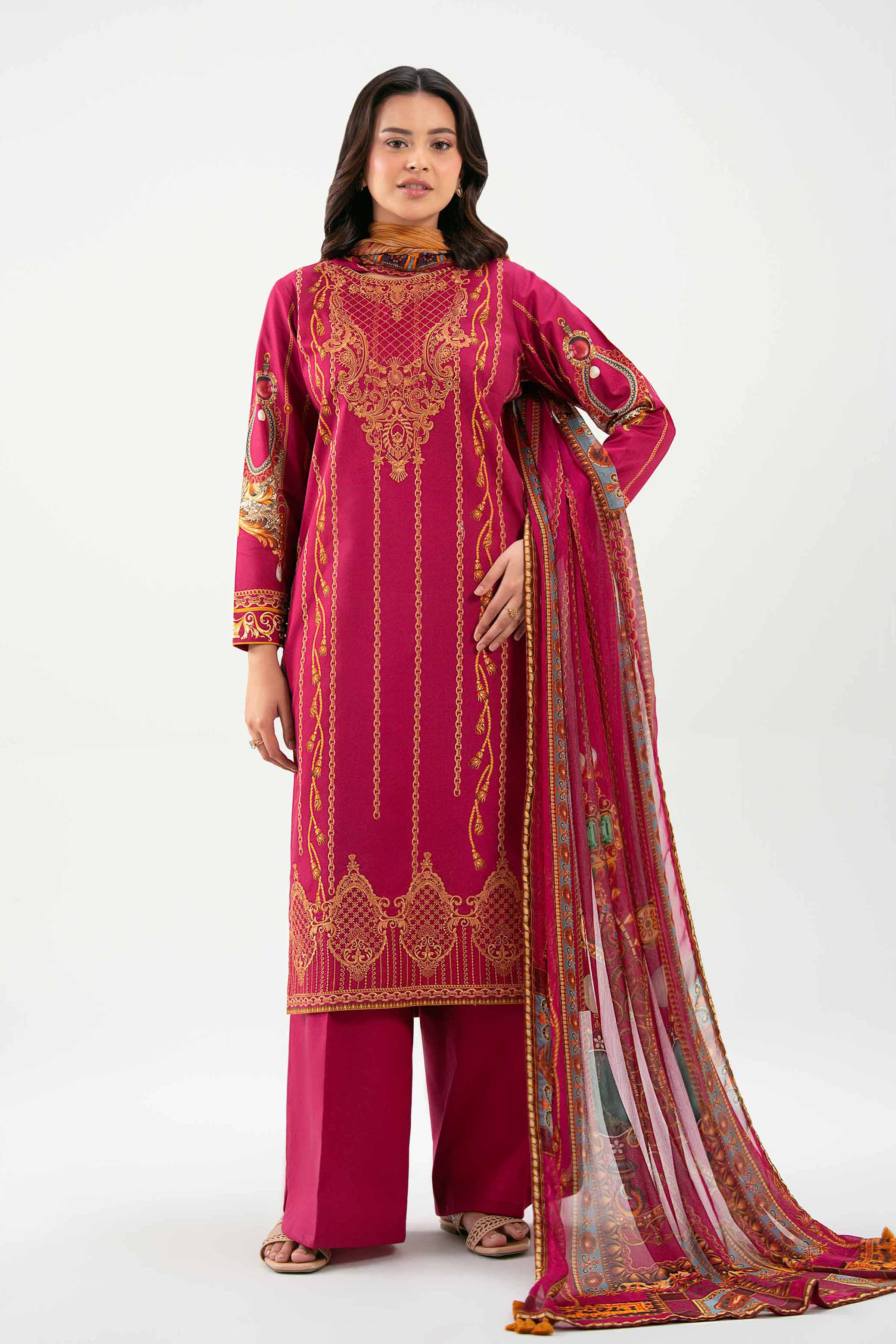 3 Piece - Digital Printed Embroidered Suit - 42601217