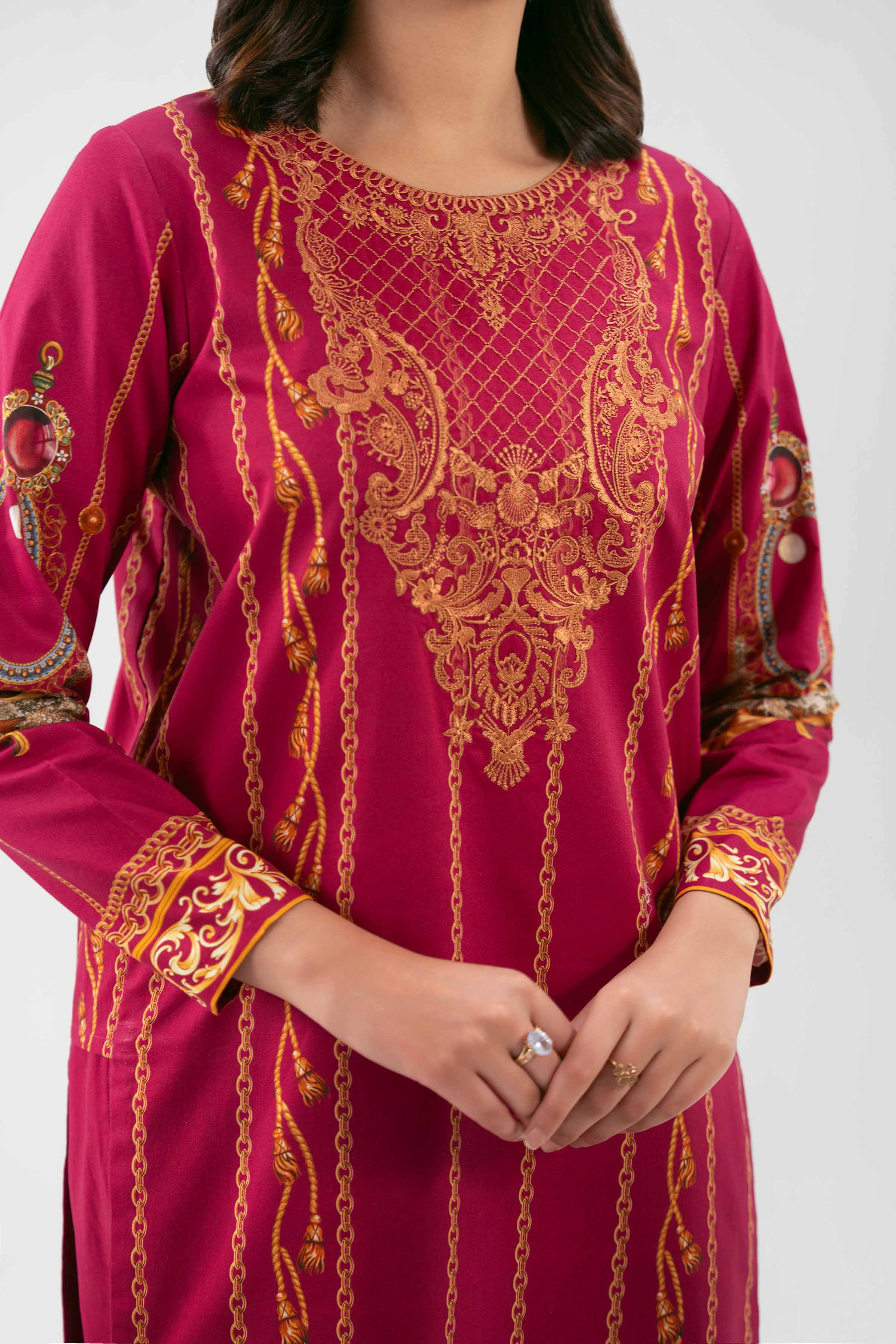 3 Piece - Digital Printed Embroidered Suit - 42601217