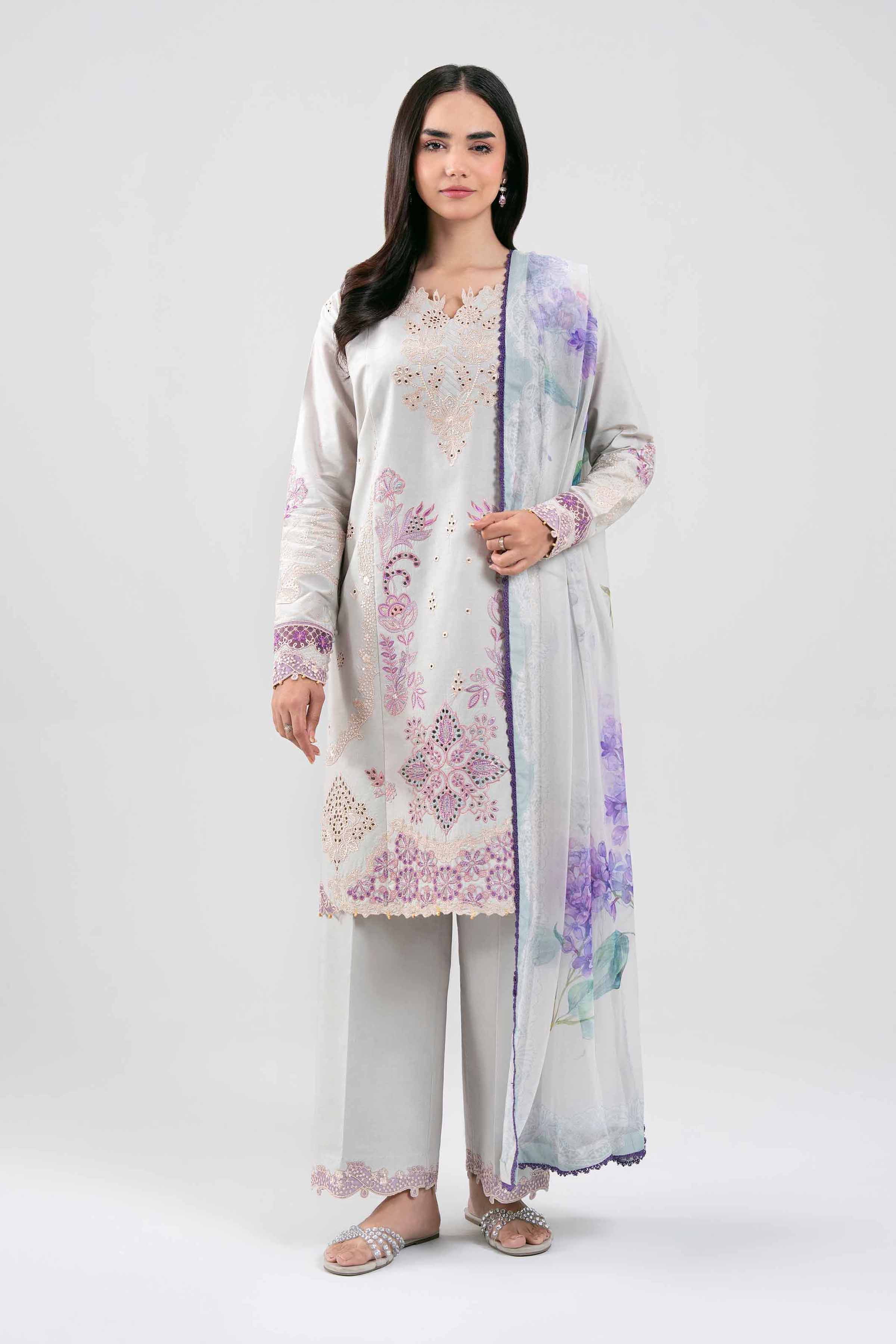 3 Piece - Digital Printed Embroidered Suit - 42601284