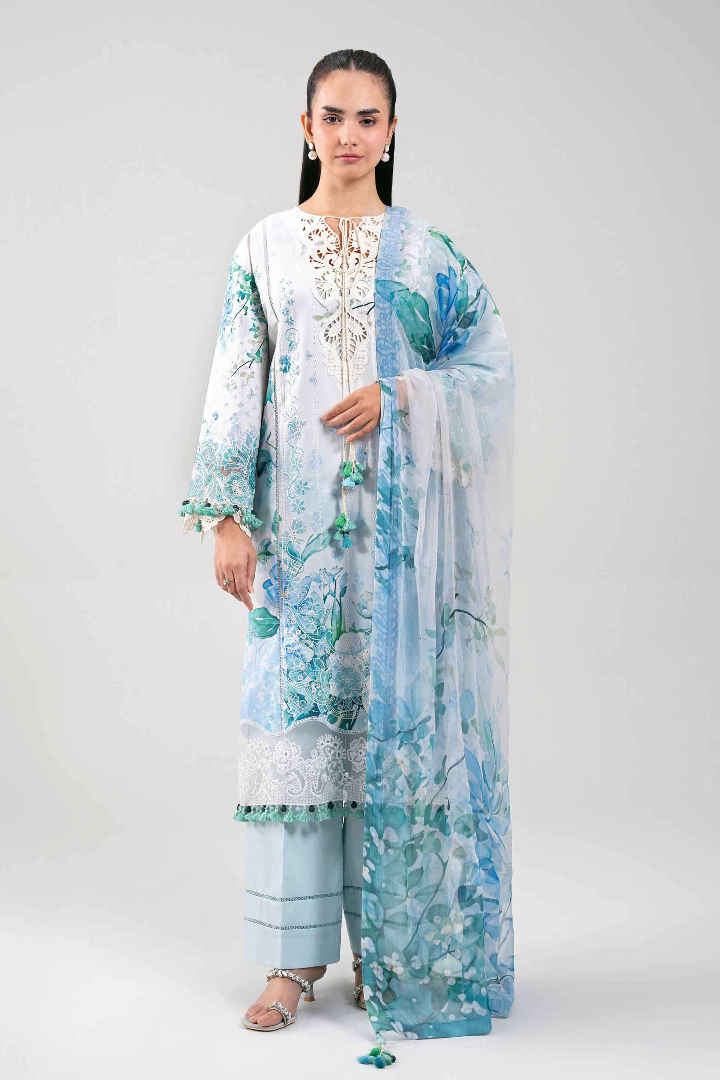3 Piece - Digital Printed Embroidered Suit - 42601330
