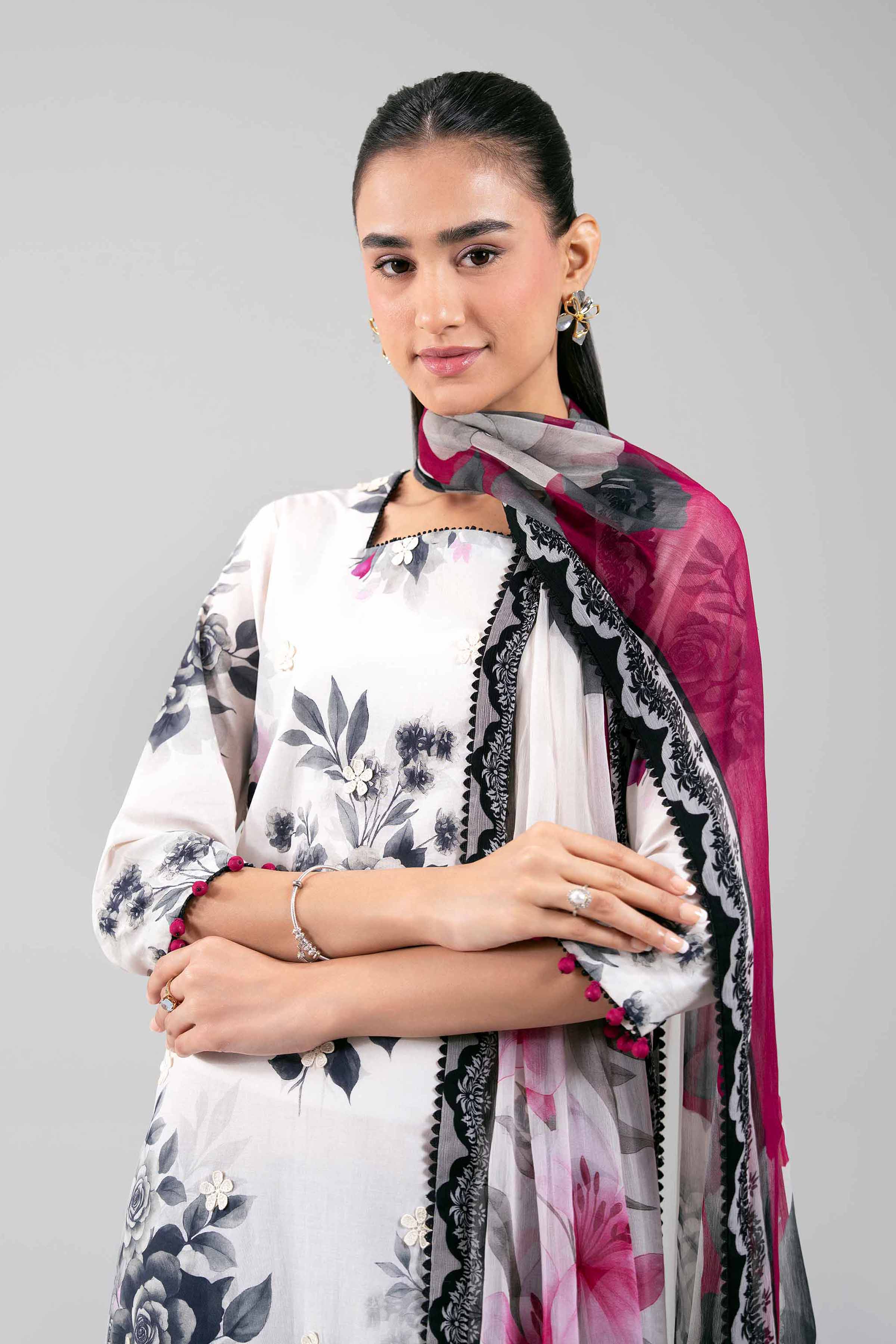 3 Piece - Digital Printed Embroidered Suit - 42601332