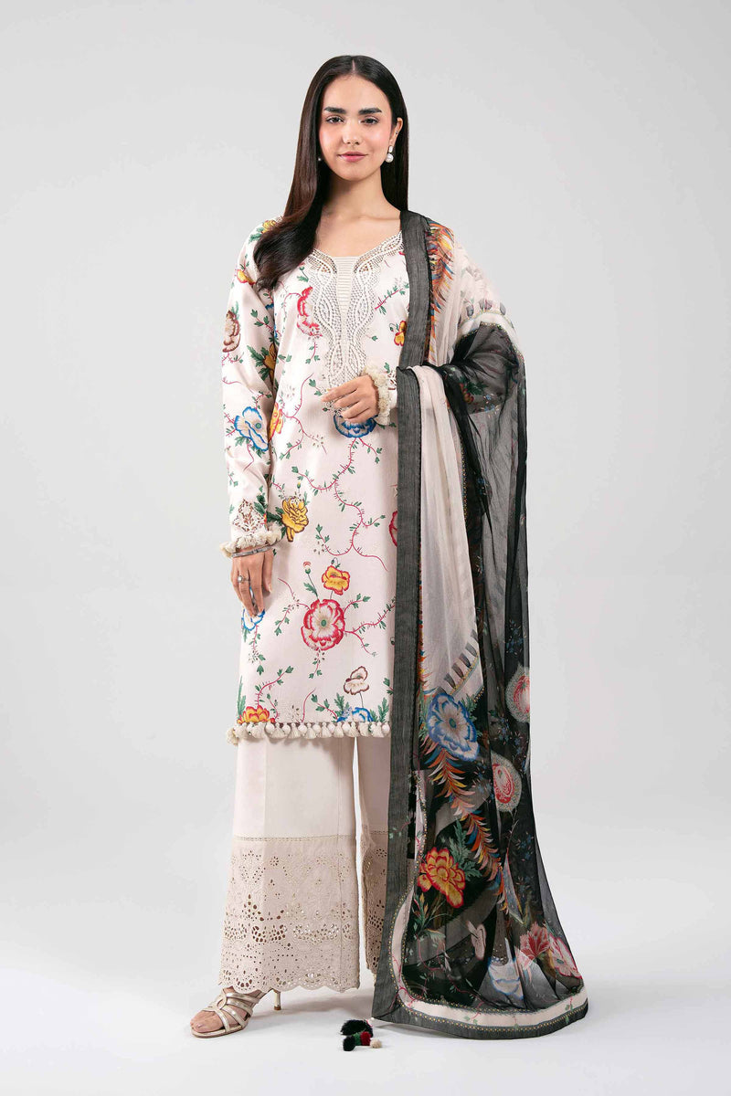 3 Piece - Digital Printed Embroidered Suit - 42601333