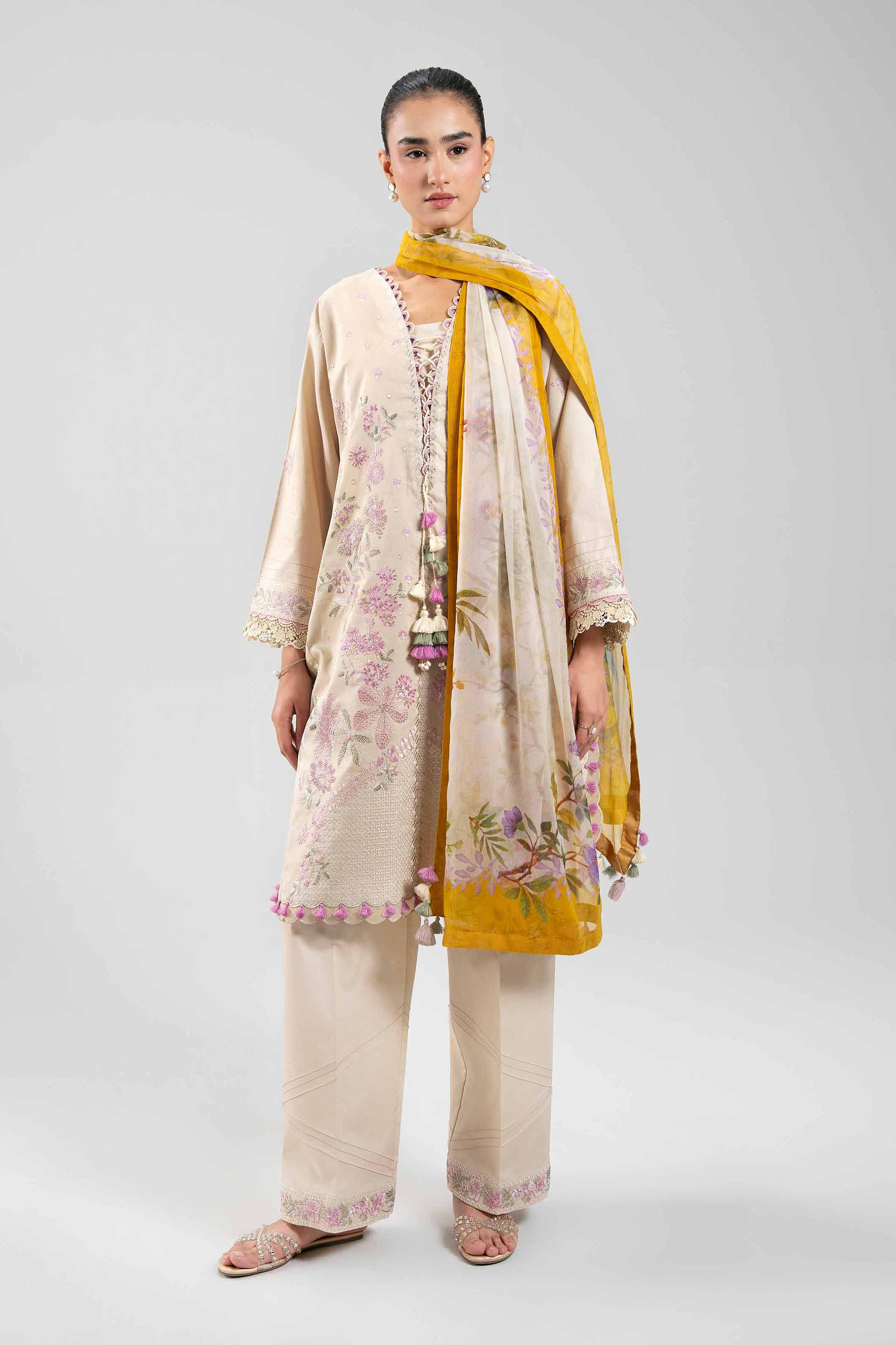 3 Piece - Digital Printed Embroidered Suit - 42601340