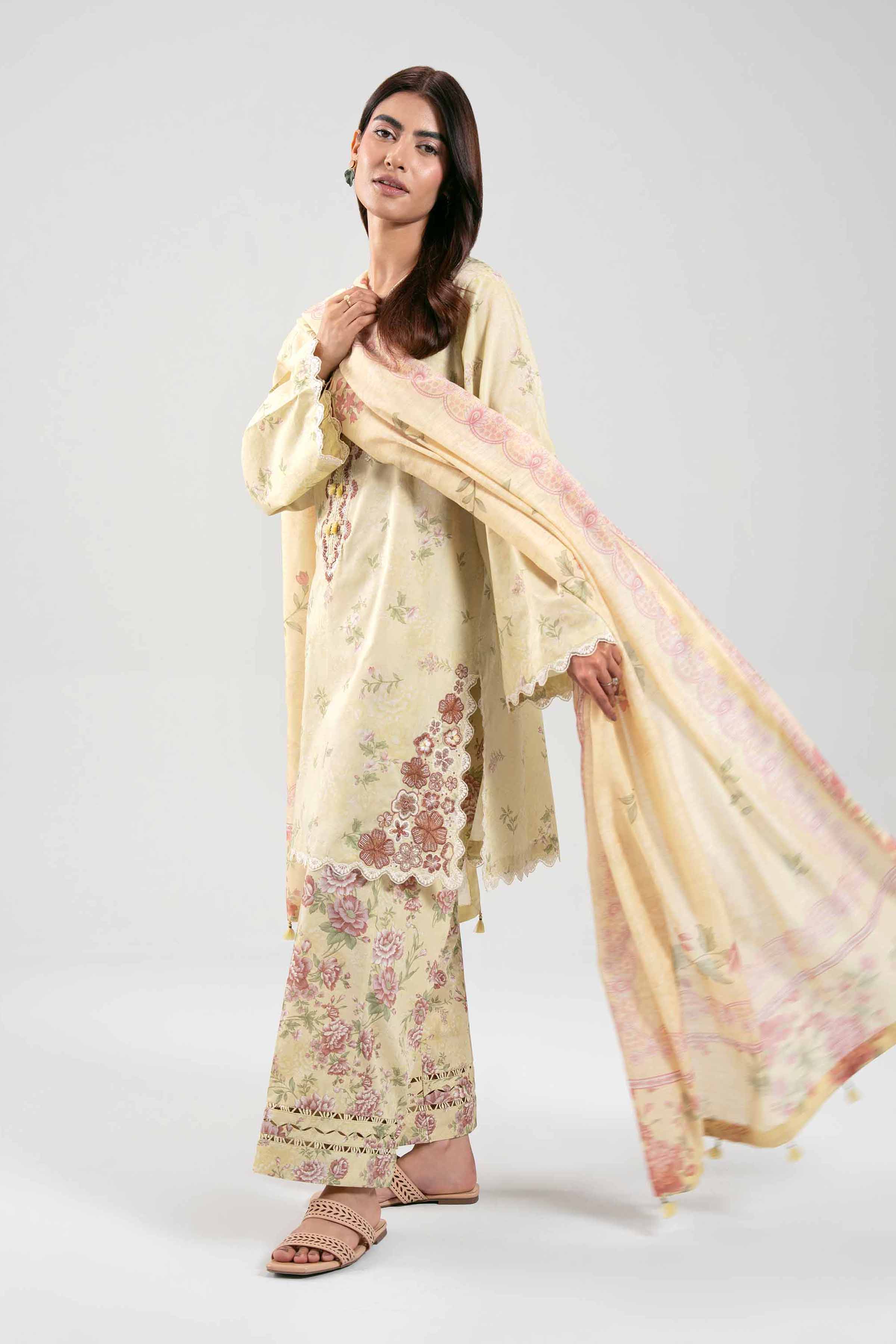 3 Piece - Digital Printed Embroidered Suit - 42601360