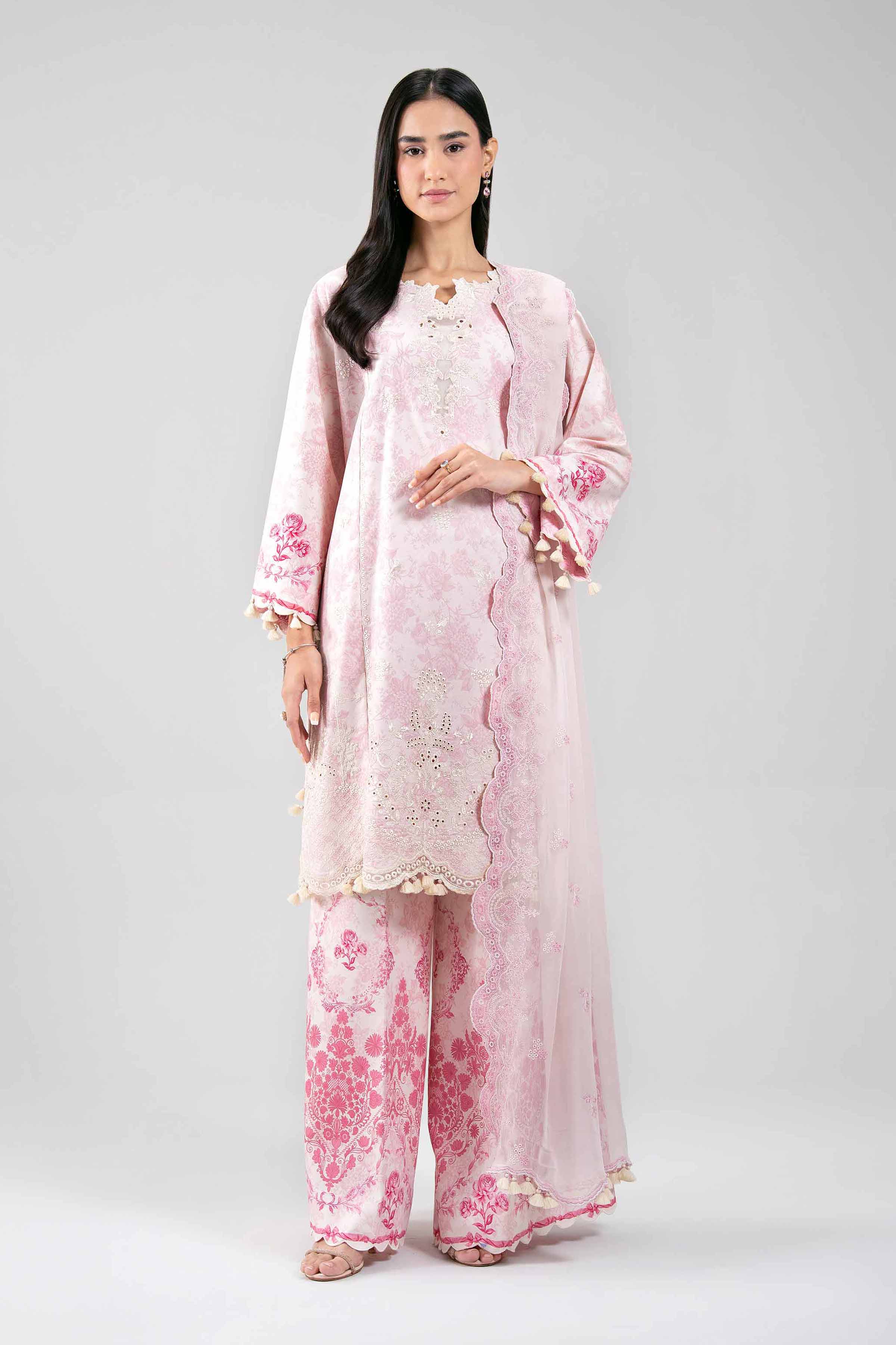 3 Piece - Digital Printed Embroidered Suit - 42601384