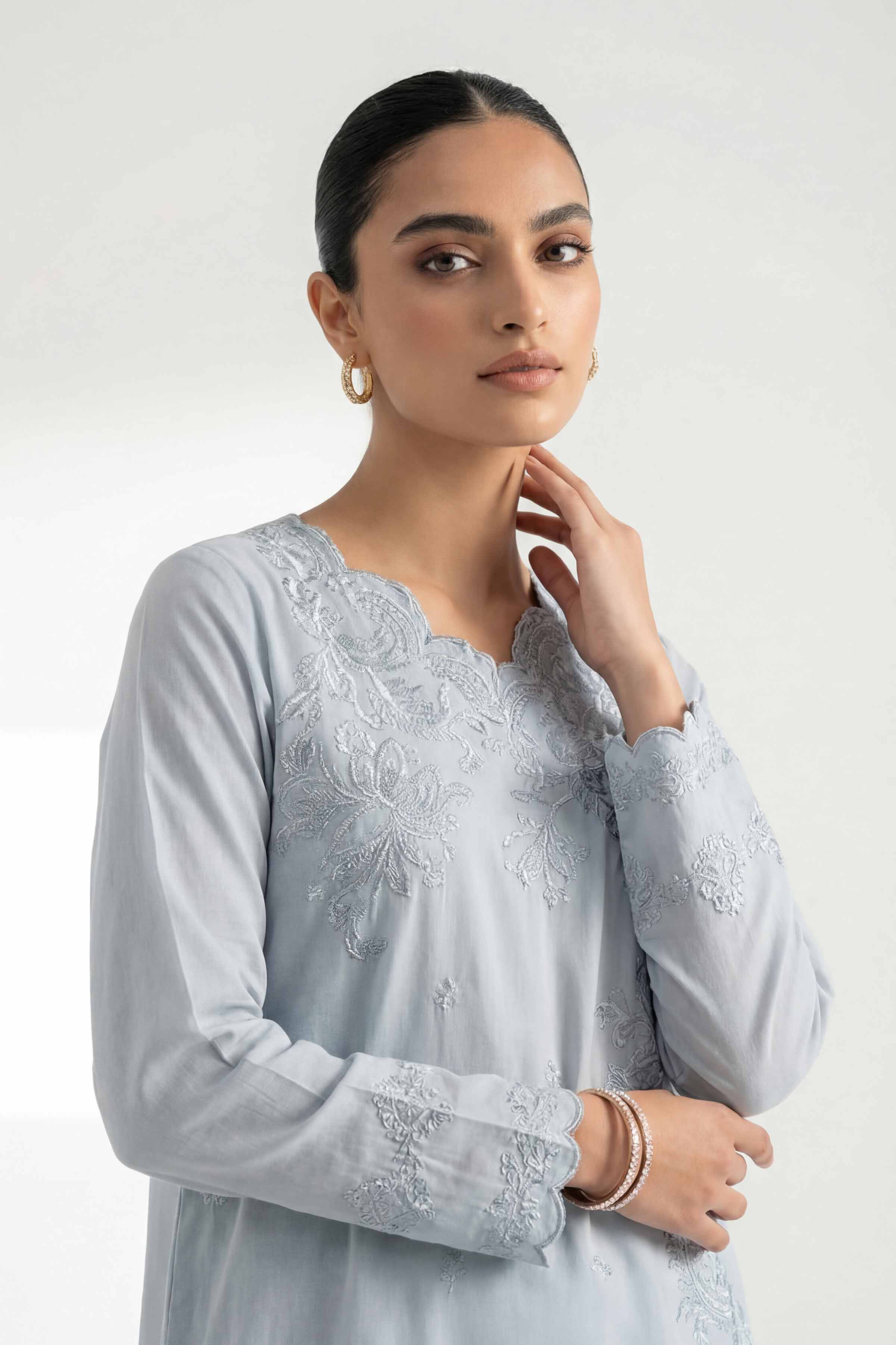 2 Piece - Digital Printed Embroidered Suit - 42601419