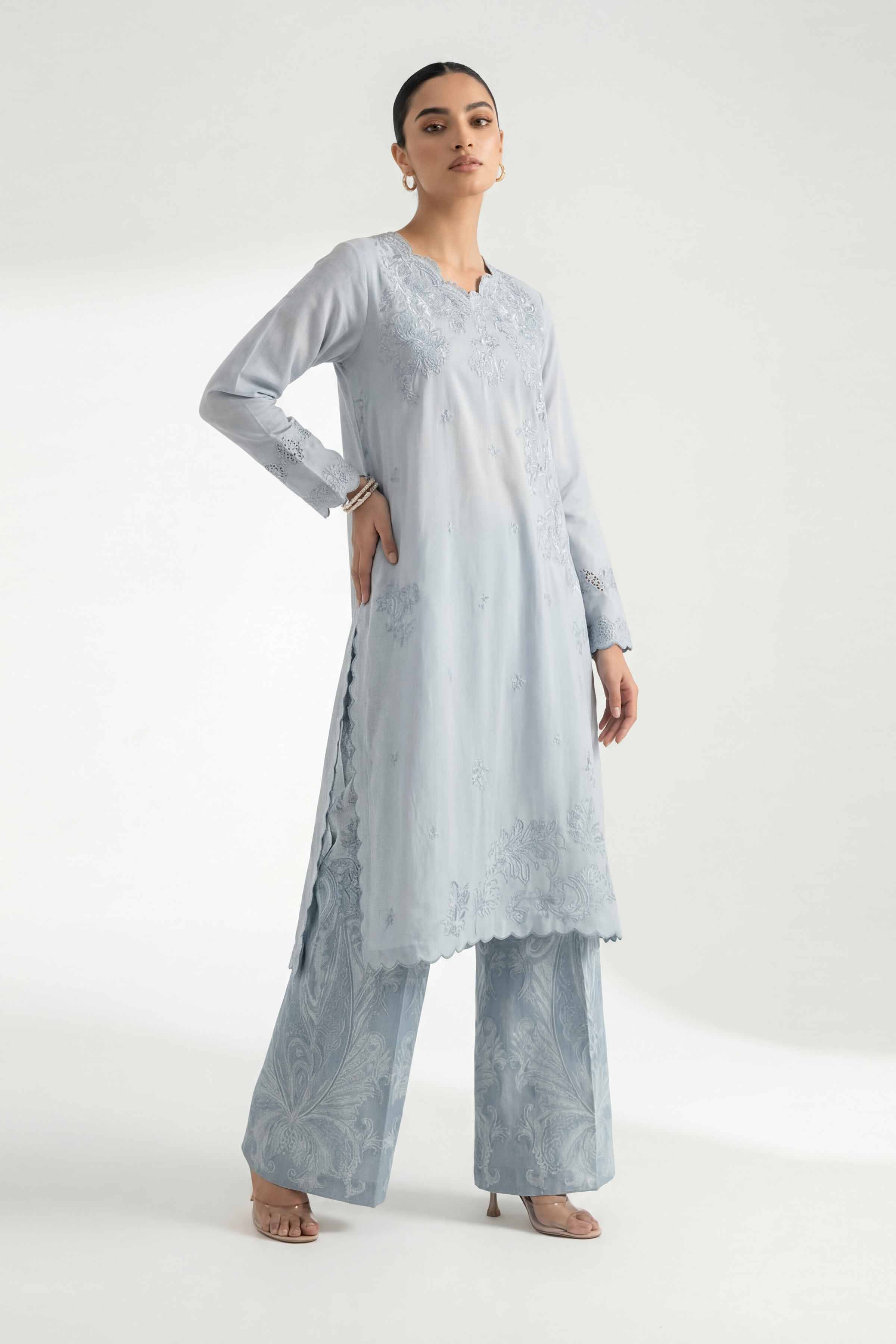2 Piece - Digital Printed Embroidered Suit - 42601419