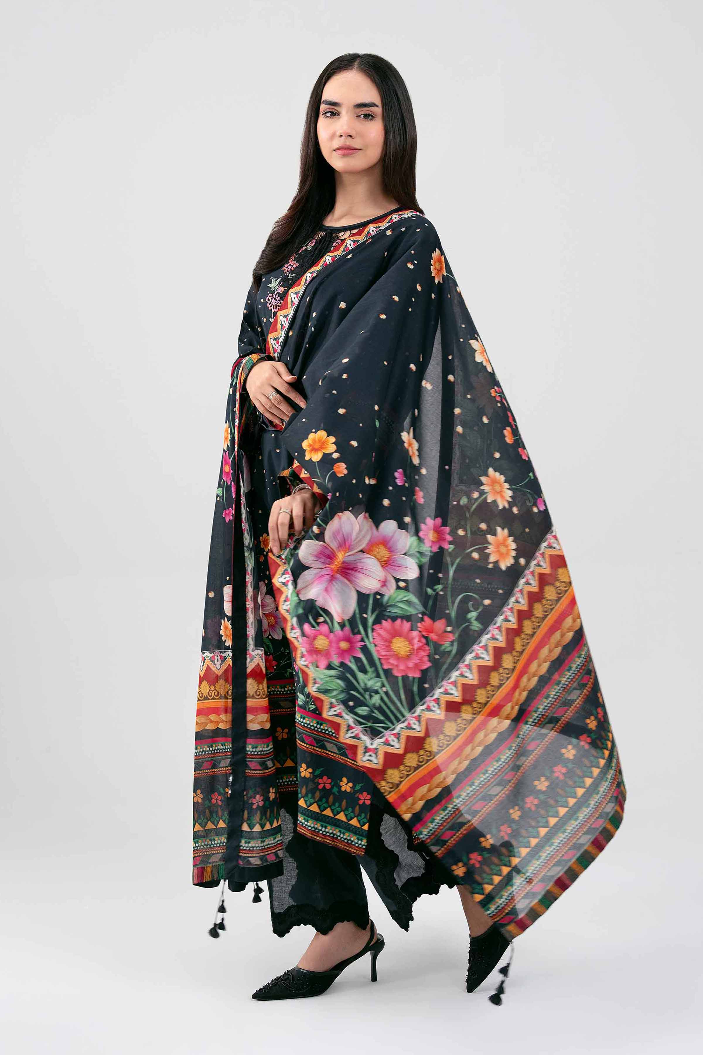 3 Piece - Digital Printed Embroidered Suit - 42601458