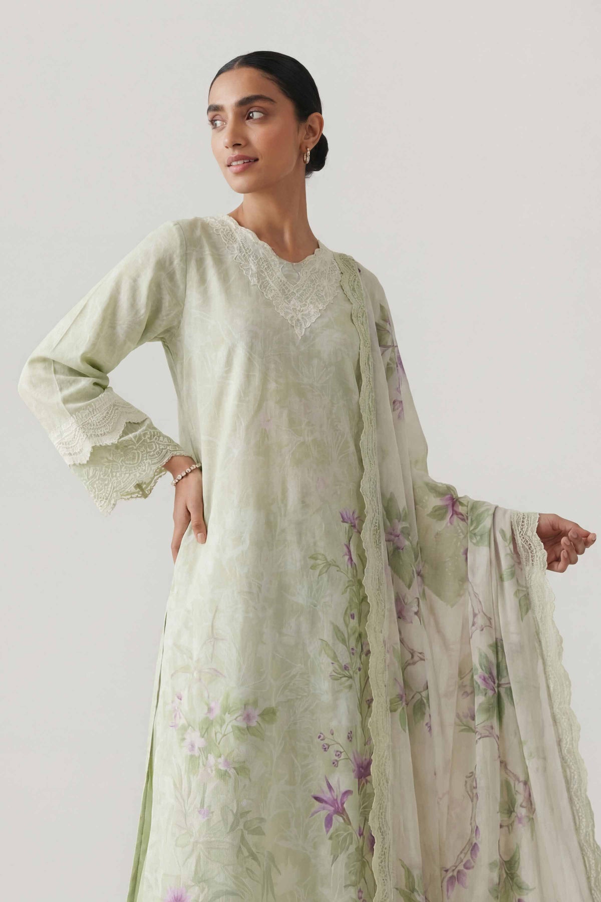 3 Piece - Digital Printed Embroidered Suit - 42601460