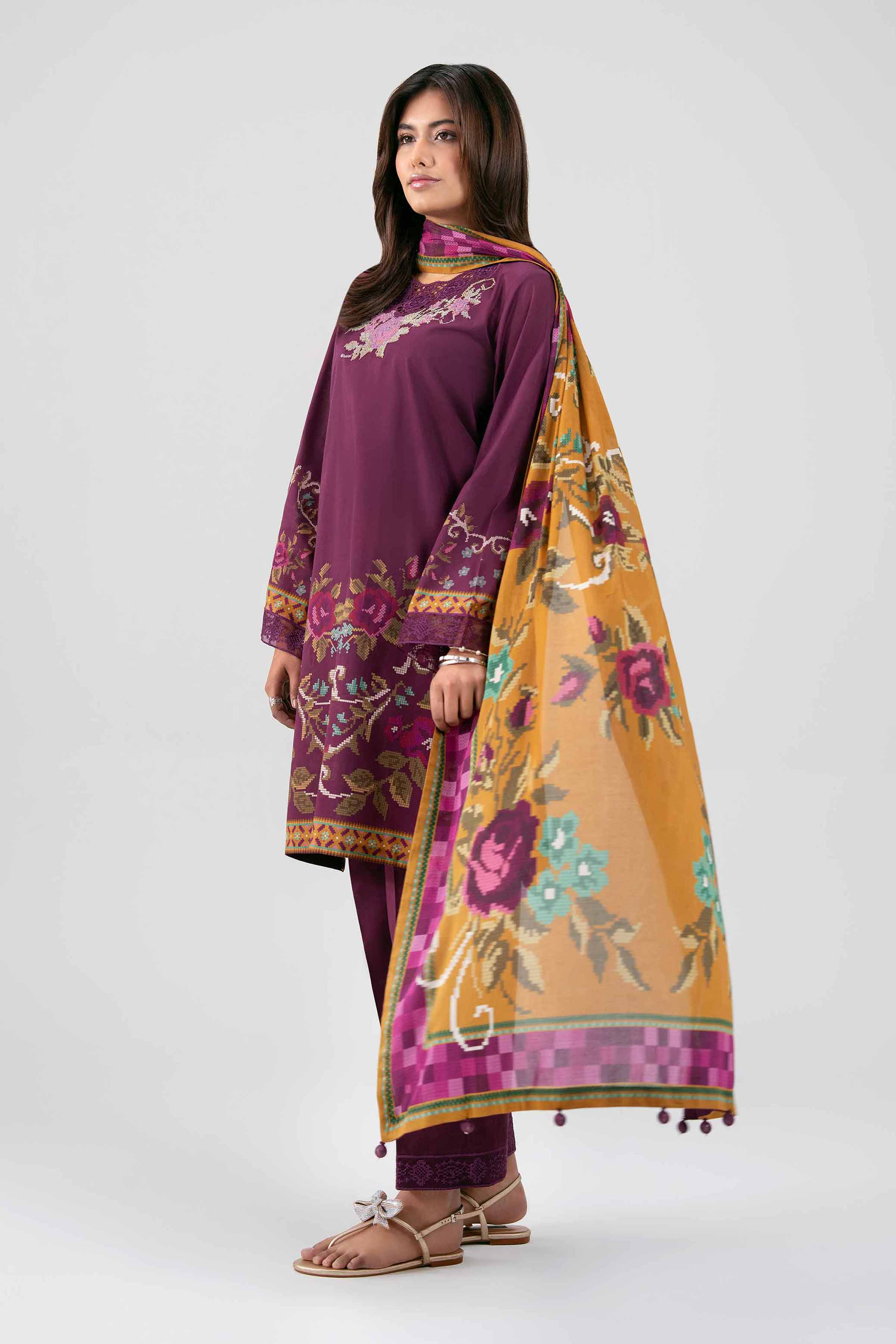 3 Piece - Digital Printed Embroidered Suit - 42601462