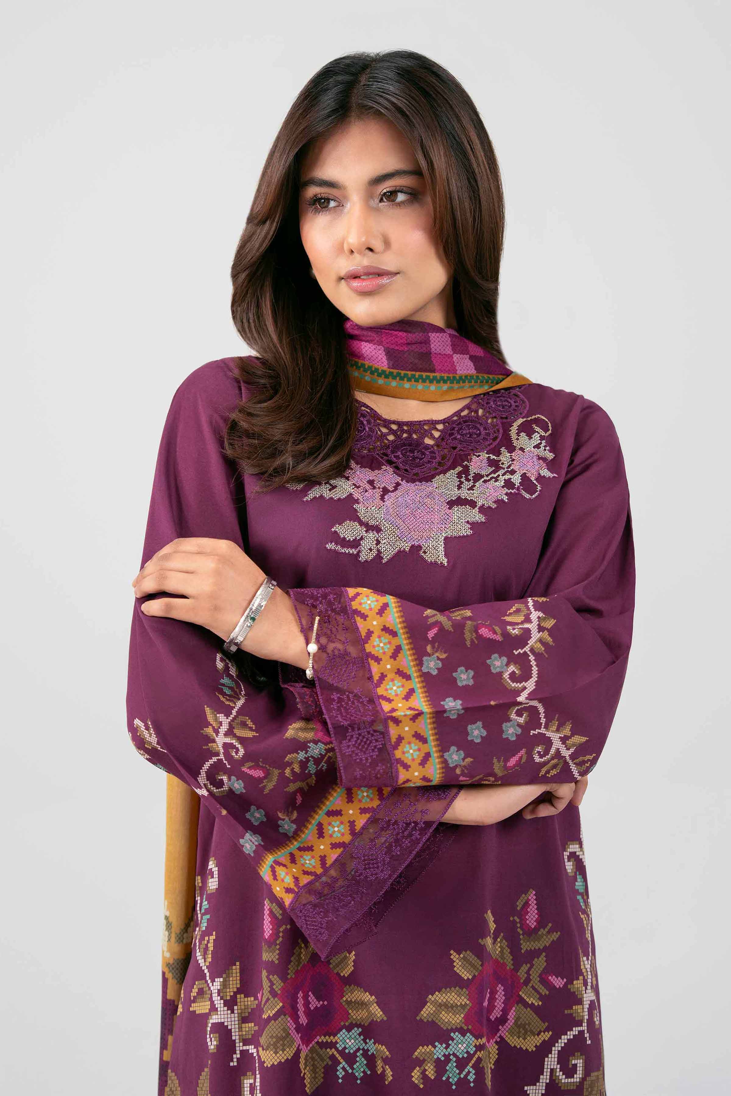 3 Piece - Digital Printed Embroidered Suit - 42601462