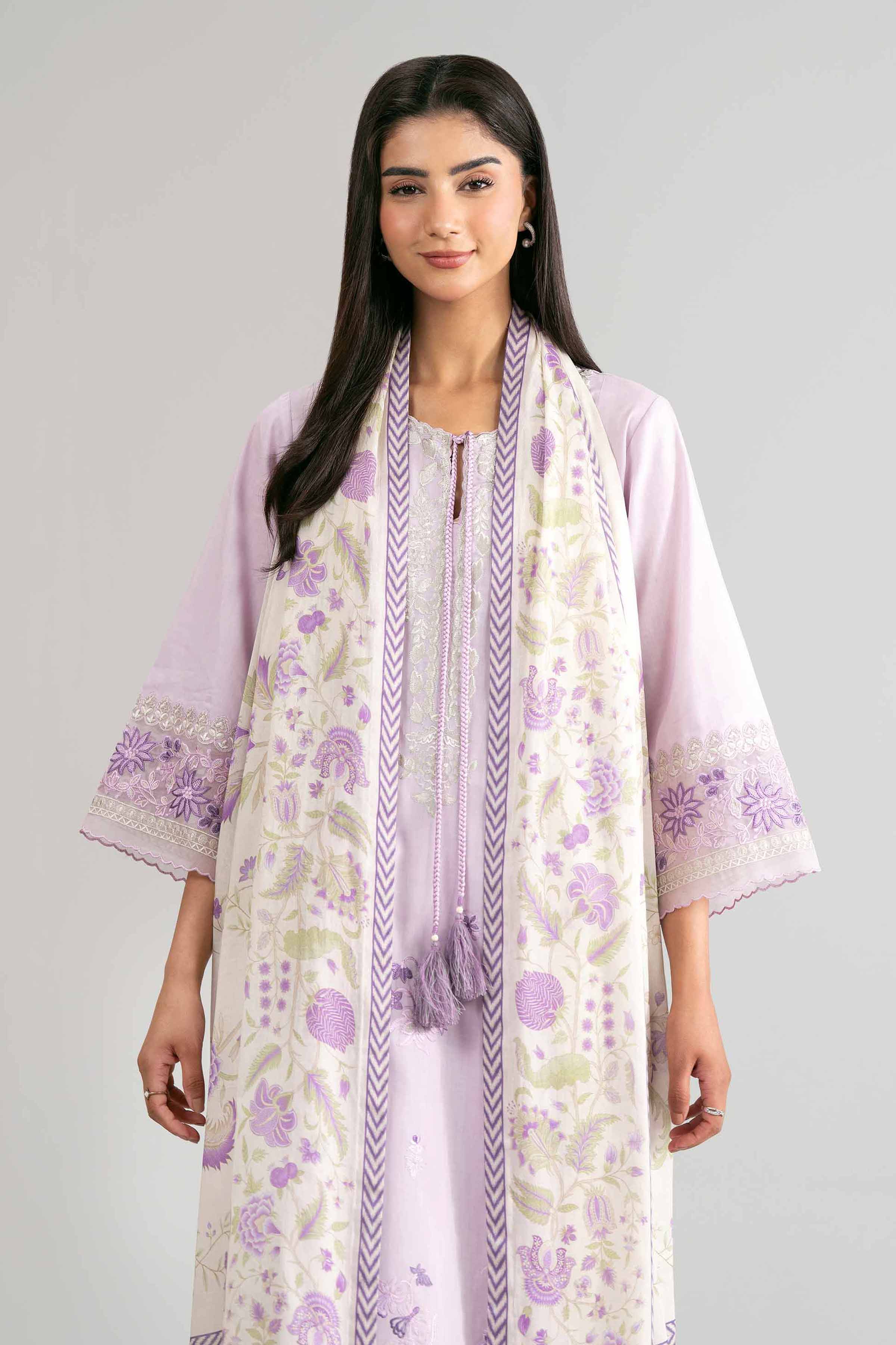 3 Piece - Digital Printed Embroidered Suit - 42601526